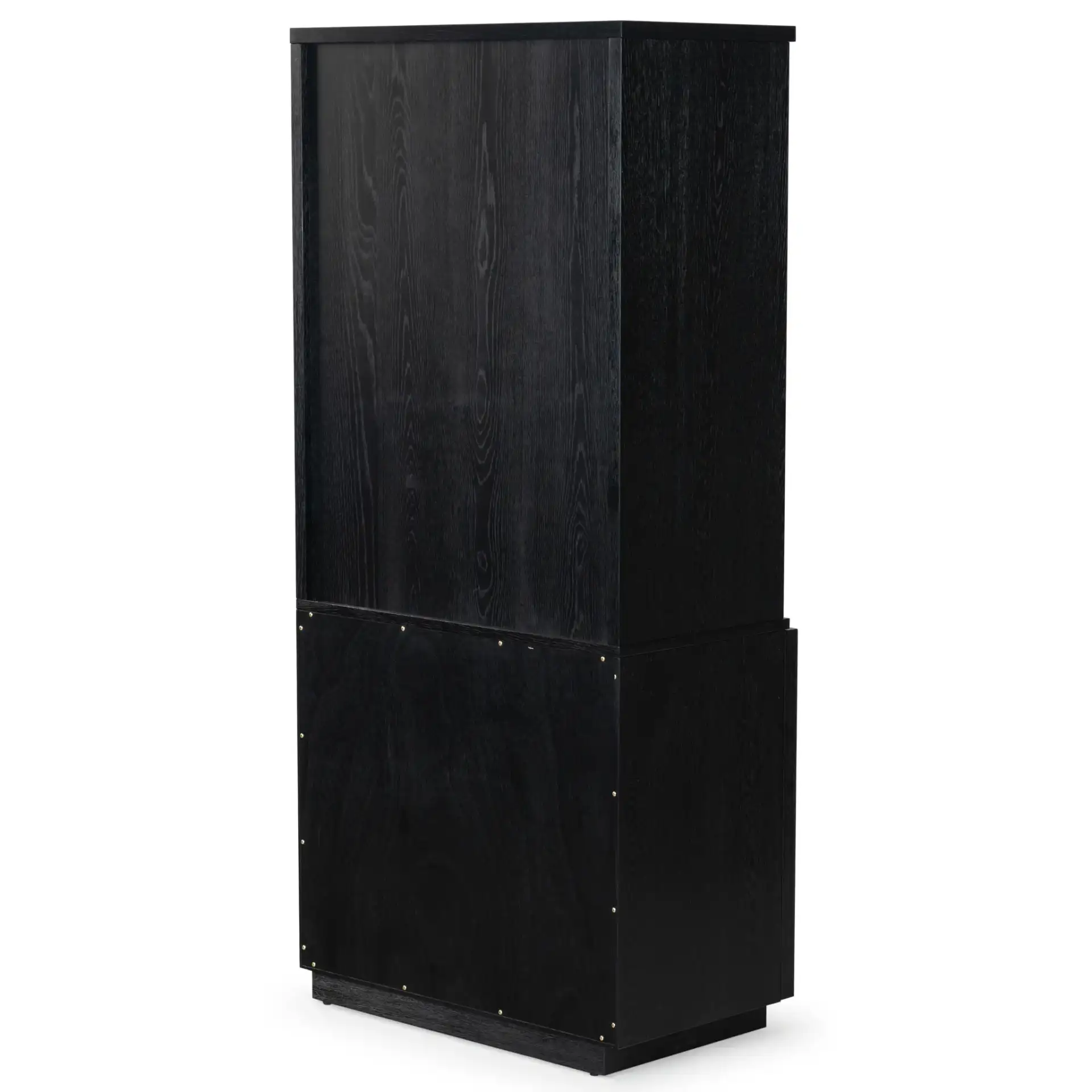Zeus Four-Shelf Wood Bookcase in Black, detail view