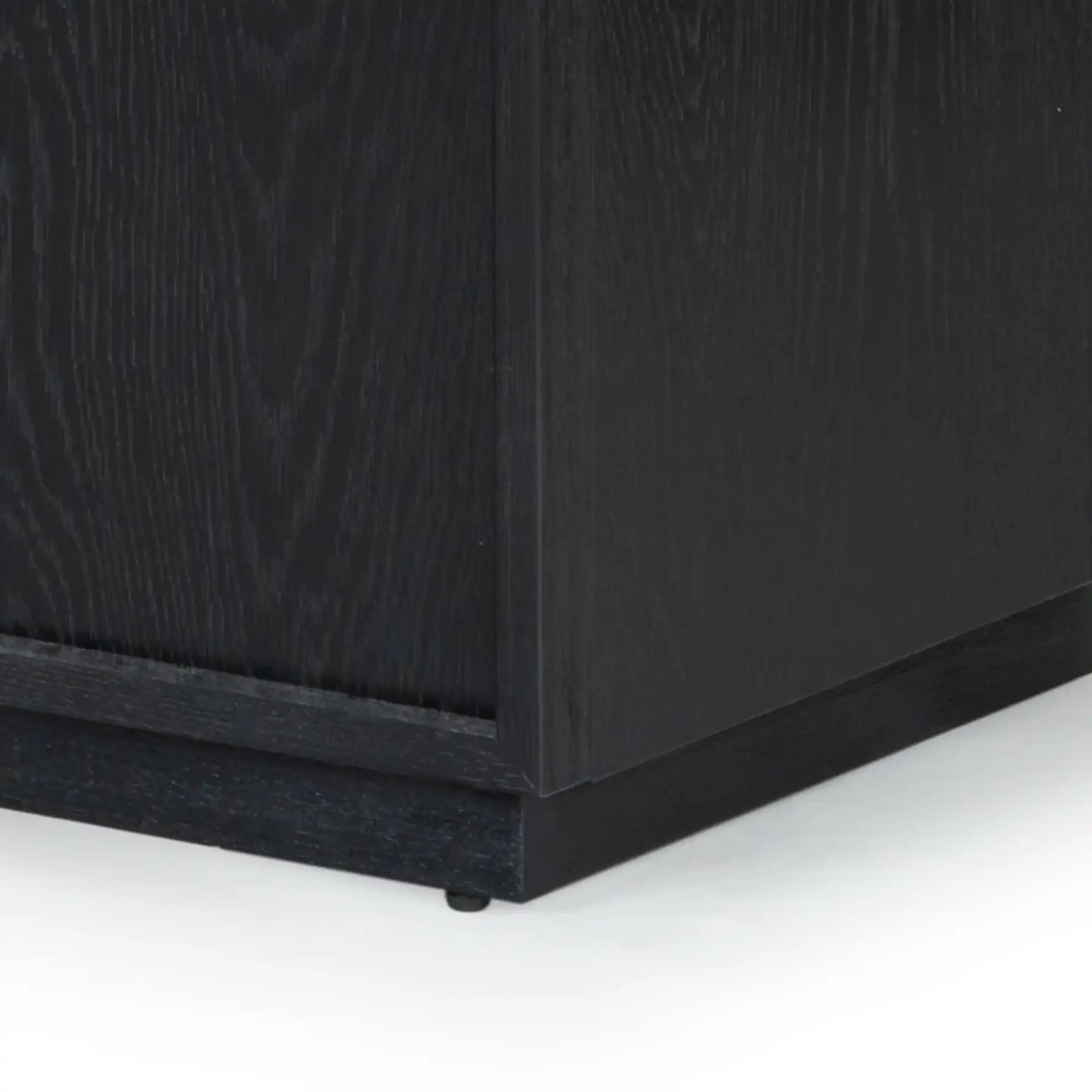 Zeus Four-Shelf Wood Bookcase in Black, detail view