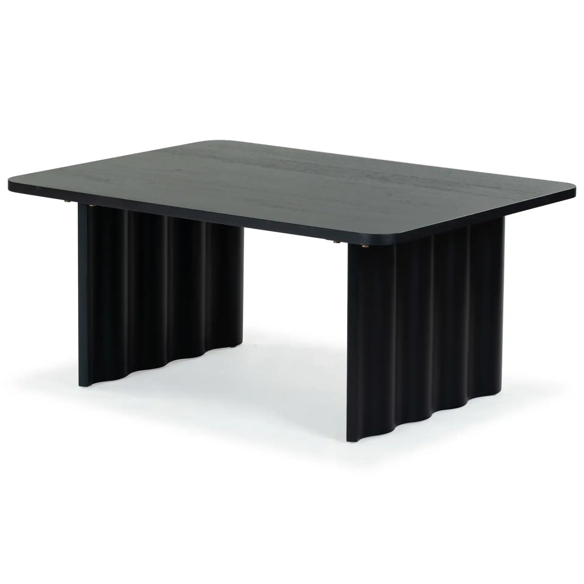 Yurina Rectangular Wood Coffee Table in Black, detail view