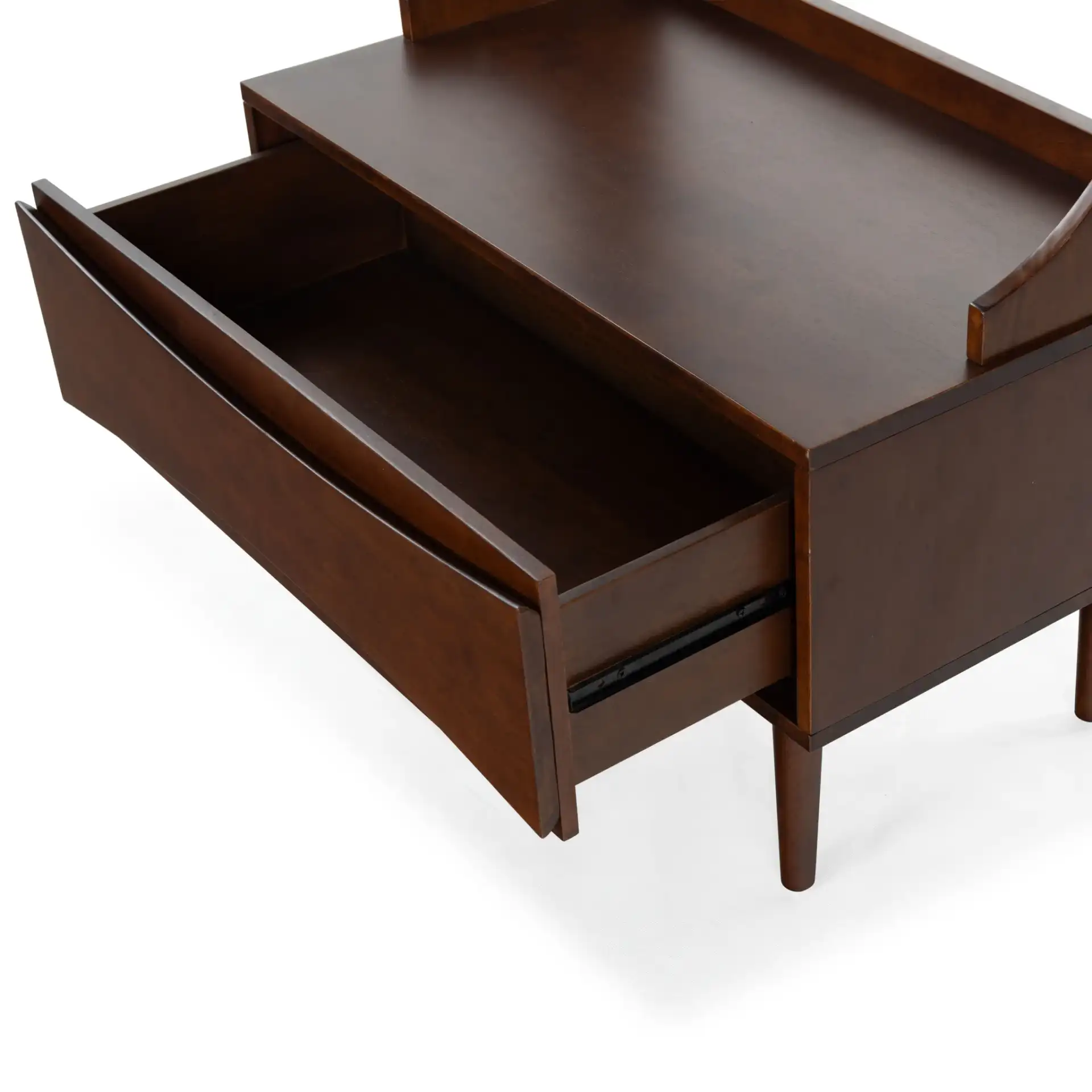 Pitta Wood One-Drawer Hall Tree in Walnut / Gold in a styled room