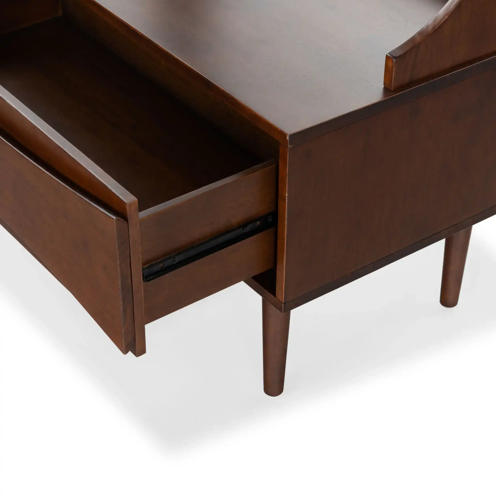 Pitta Wood One-Drawer Hall Tree in Walnut / Gold in a styled room