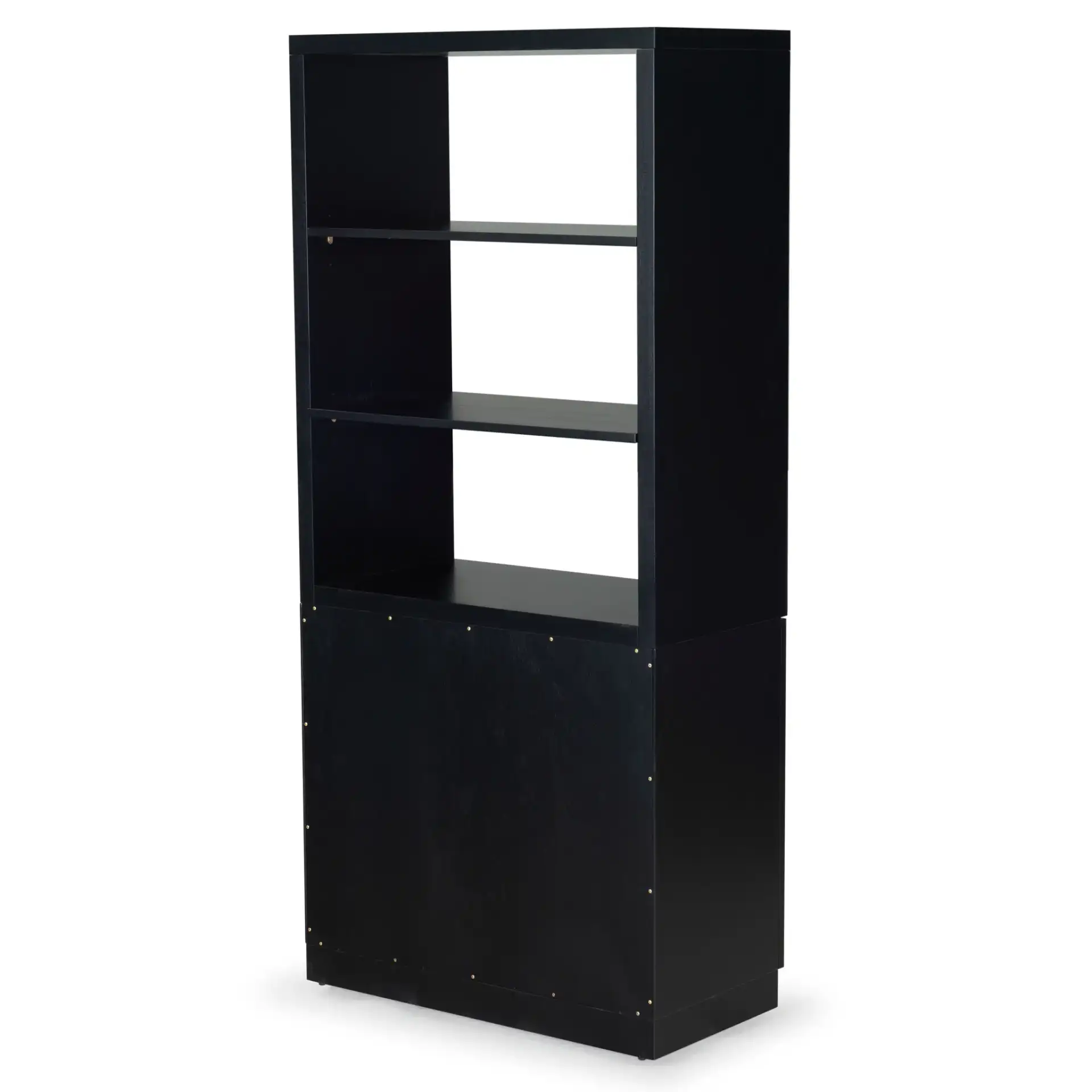 Roades Glass Cabinet Bookcase in Black, detail view