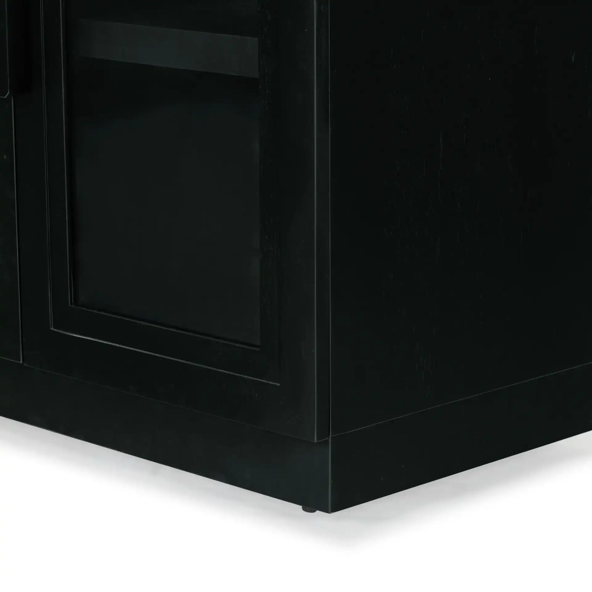Roades Glass Cabinet Bookcase in Black in a styled room