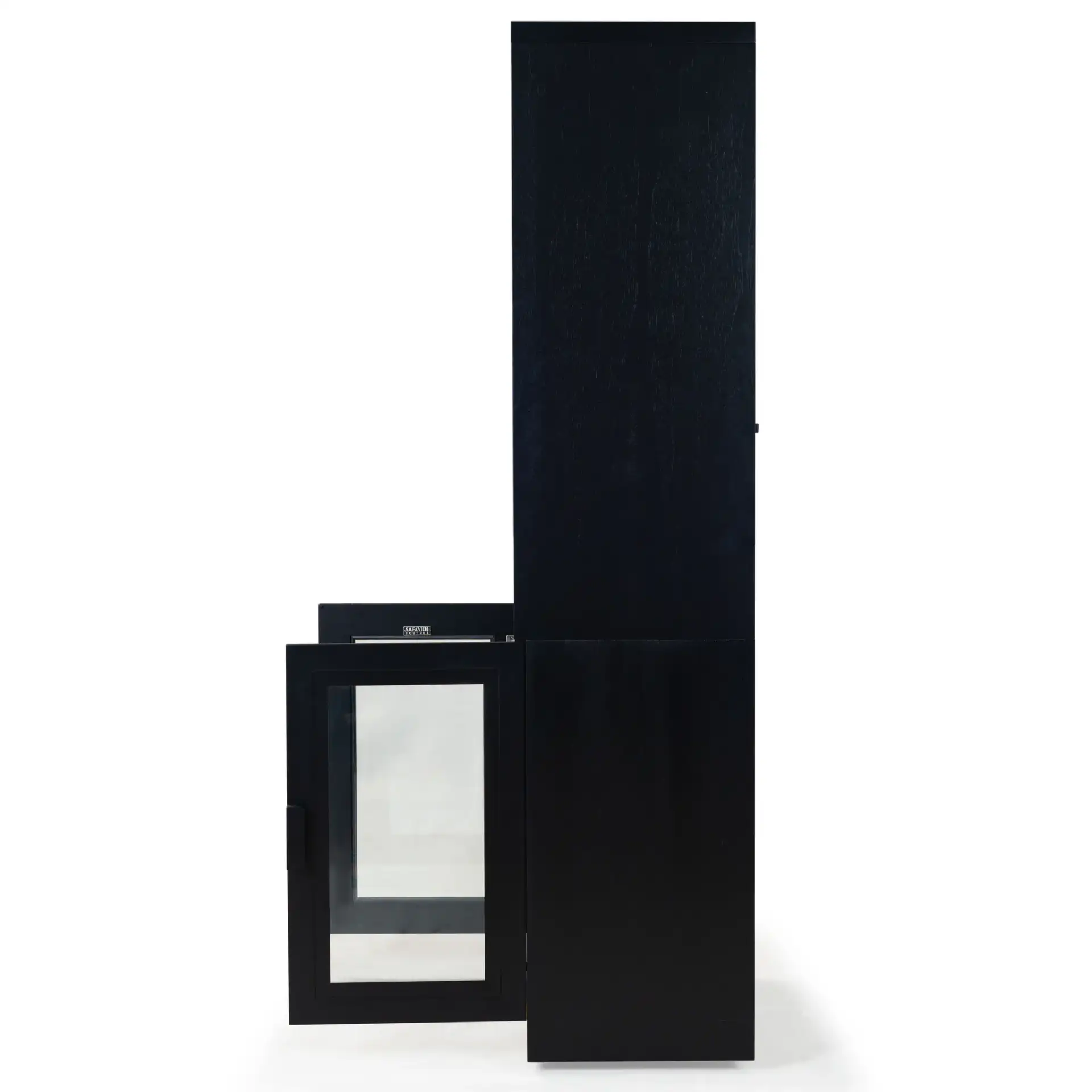 Roades Glass Cabinet Bookcase in Black, detail view