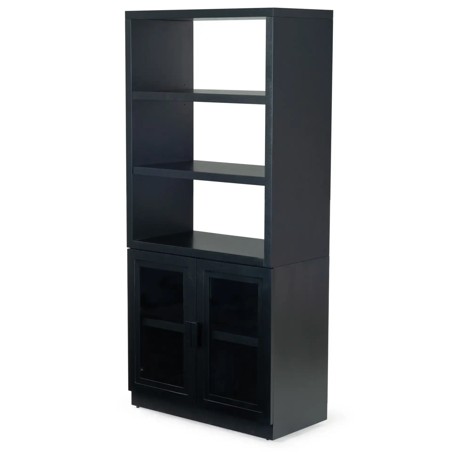Roades Glass Cabinet Bookcase in Black, detail view