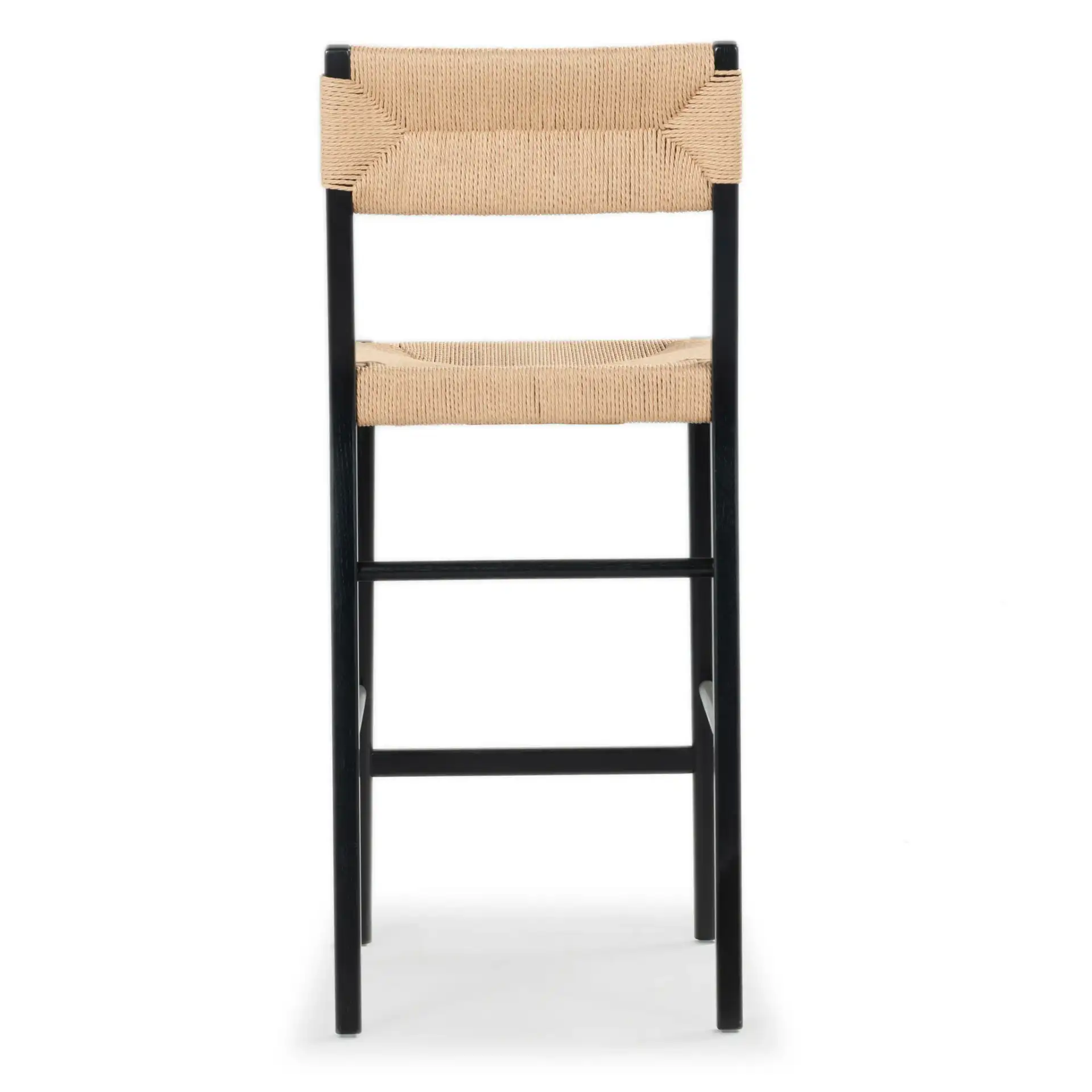 Cody Rattan Counter Stool in Black / Natural, detail view