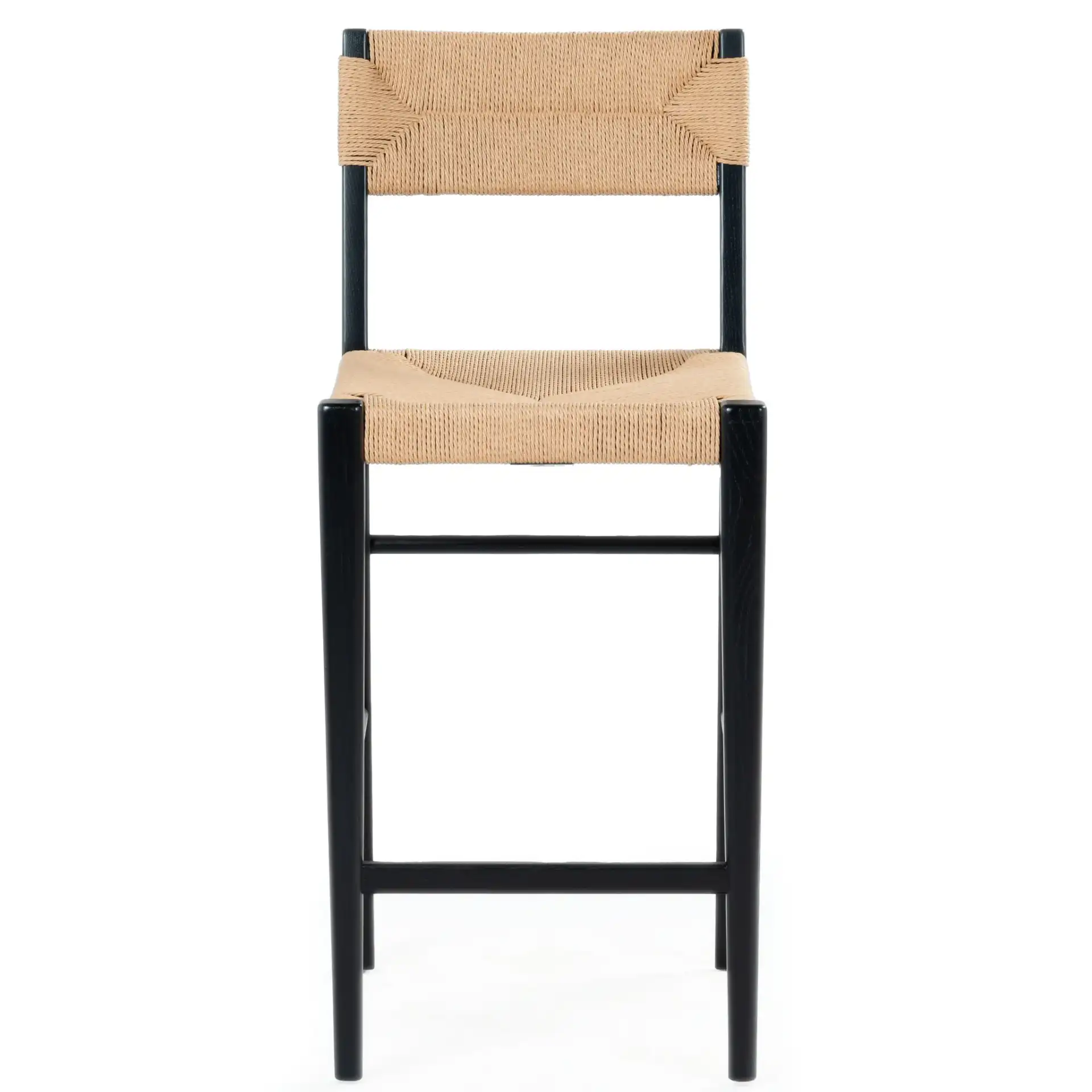 Cody Rattan Counter Stool in Black / Natural, detail view