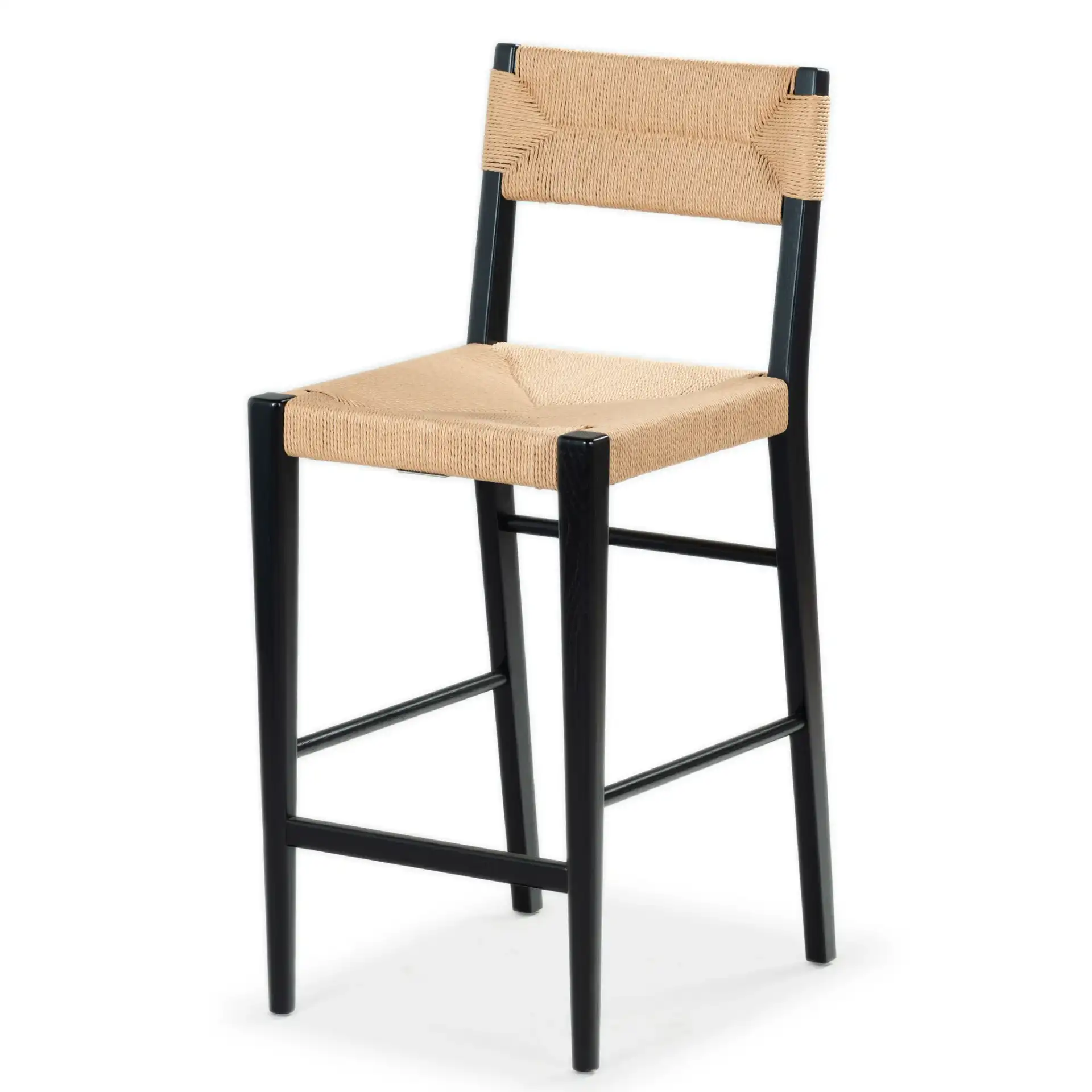 Cody Rattan Counter Stool in Black / Natural