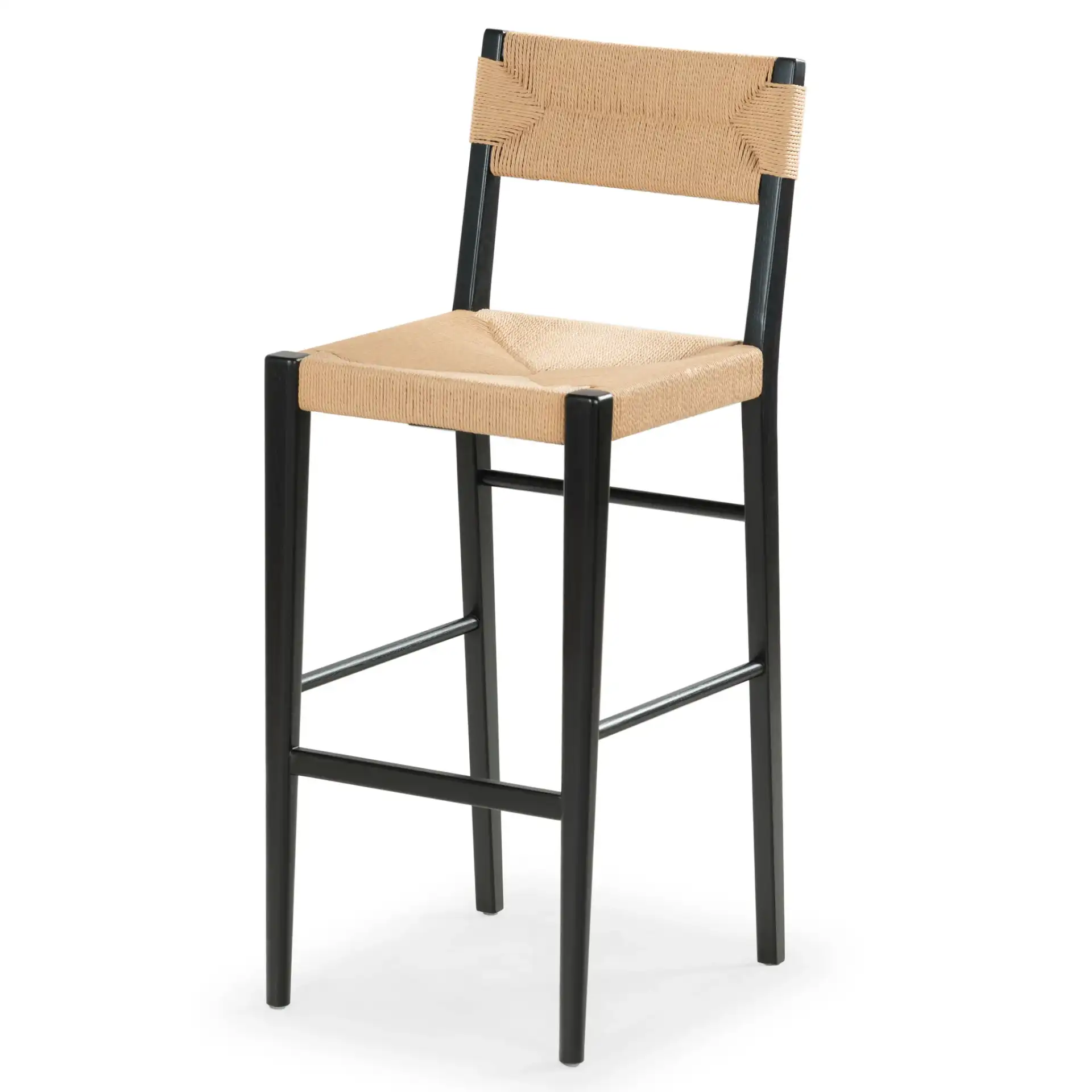 Cody Rattan Barstool in Black / Natural