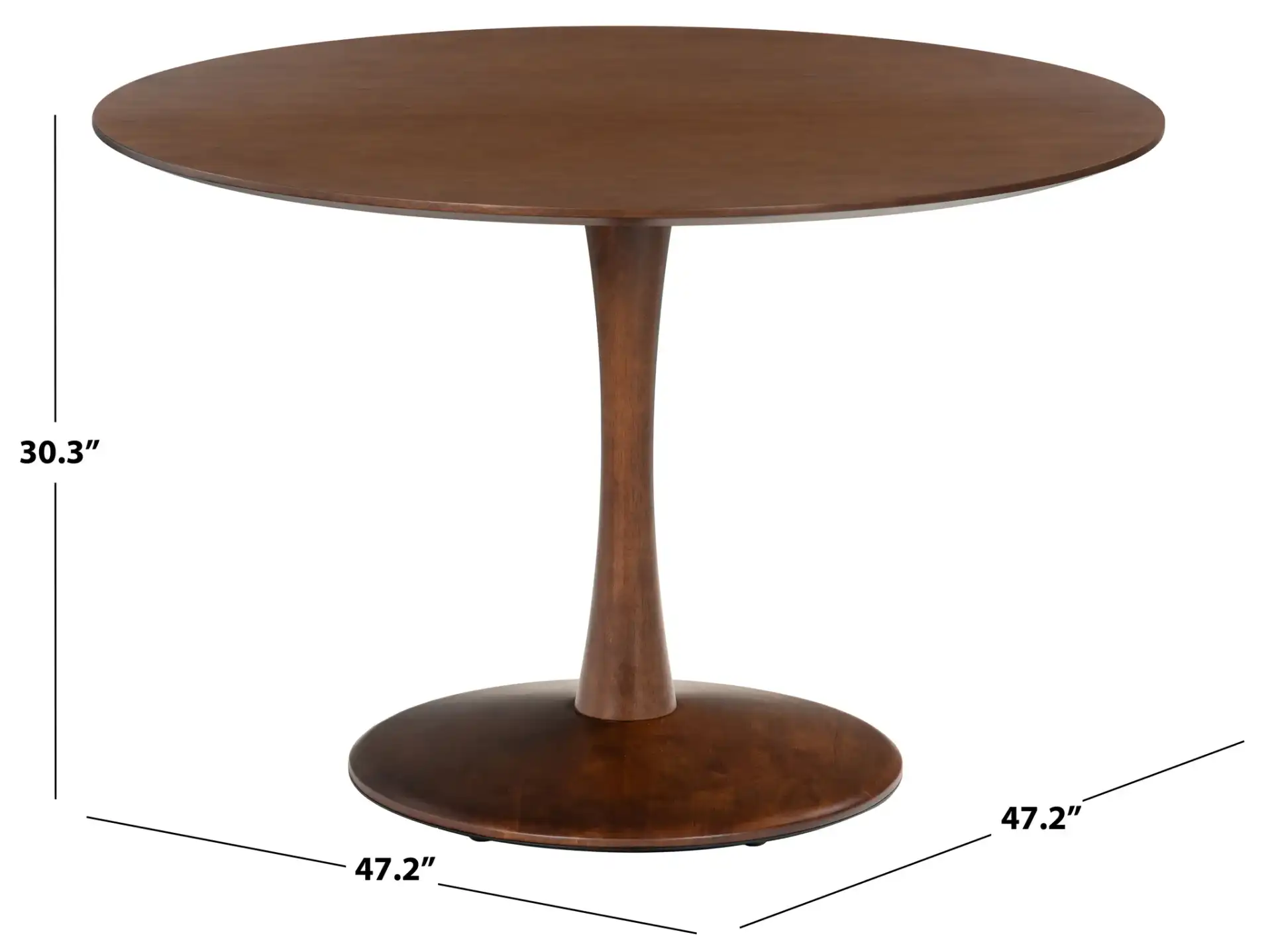 Lisette Round Dining Table in Walnut, detail view