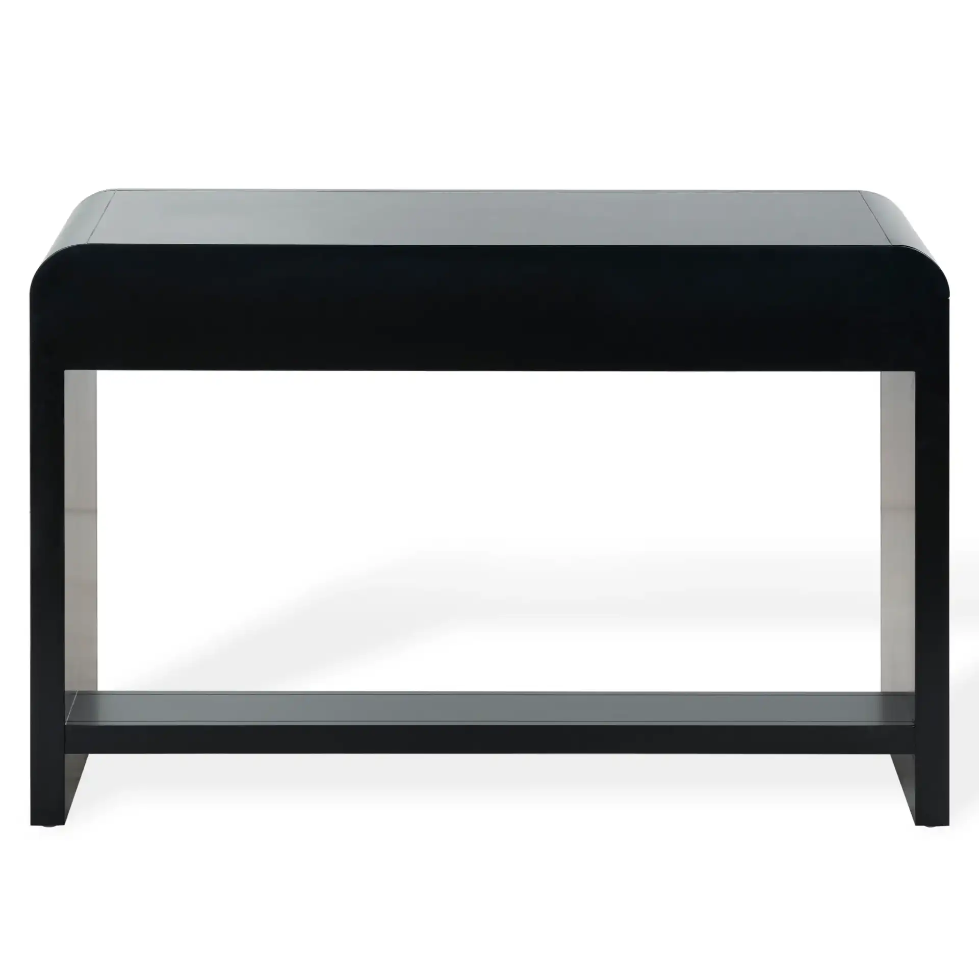 Liabella Two-Drawer Curved Desk in Black, detail view