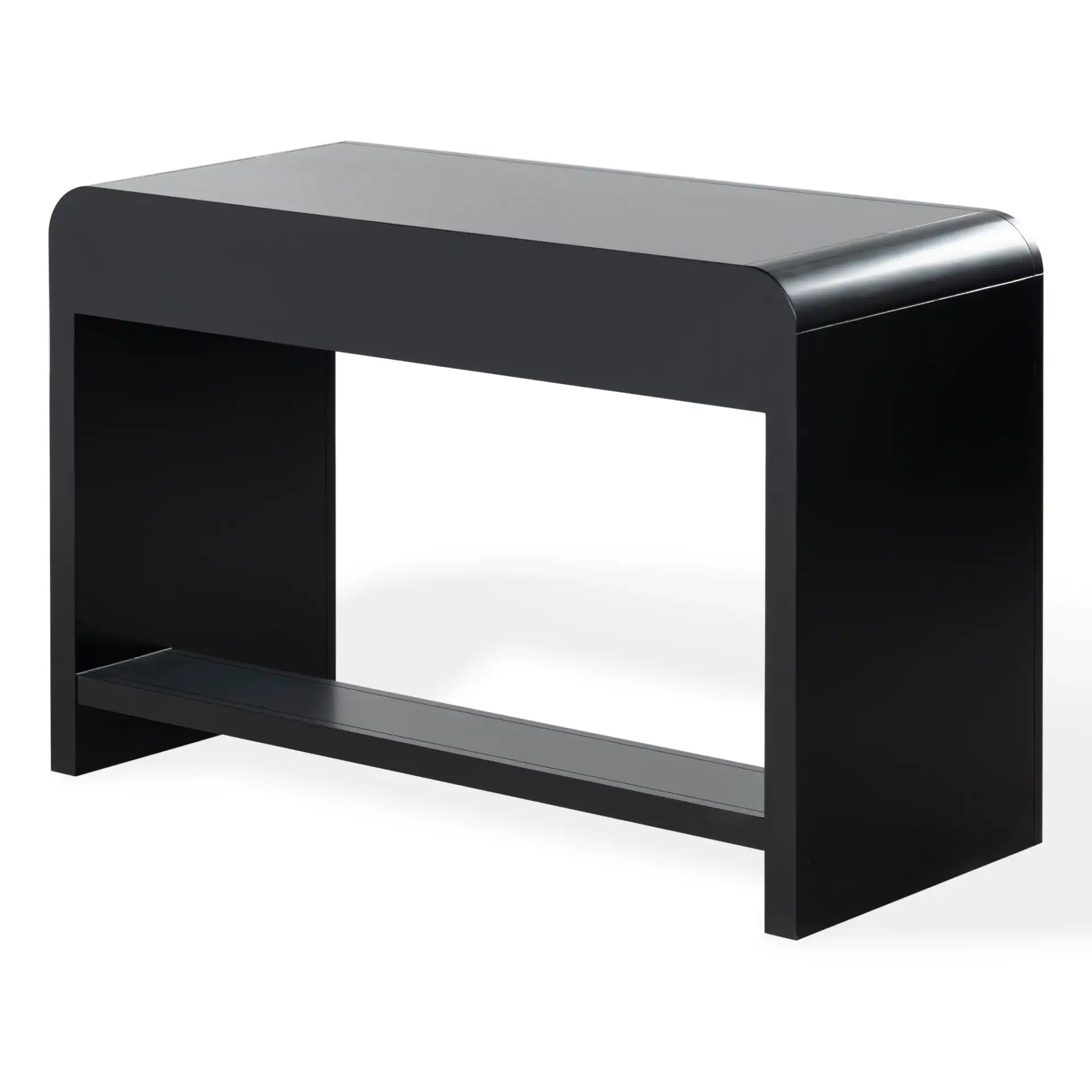 Liabella Two-Drawer Curved Desk in Black, detail view