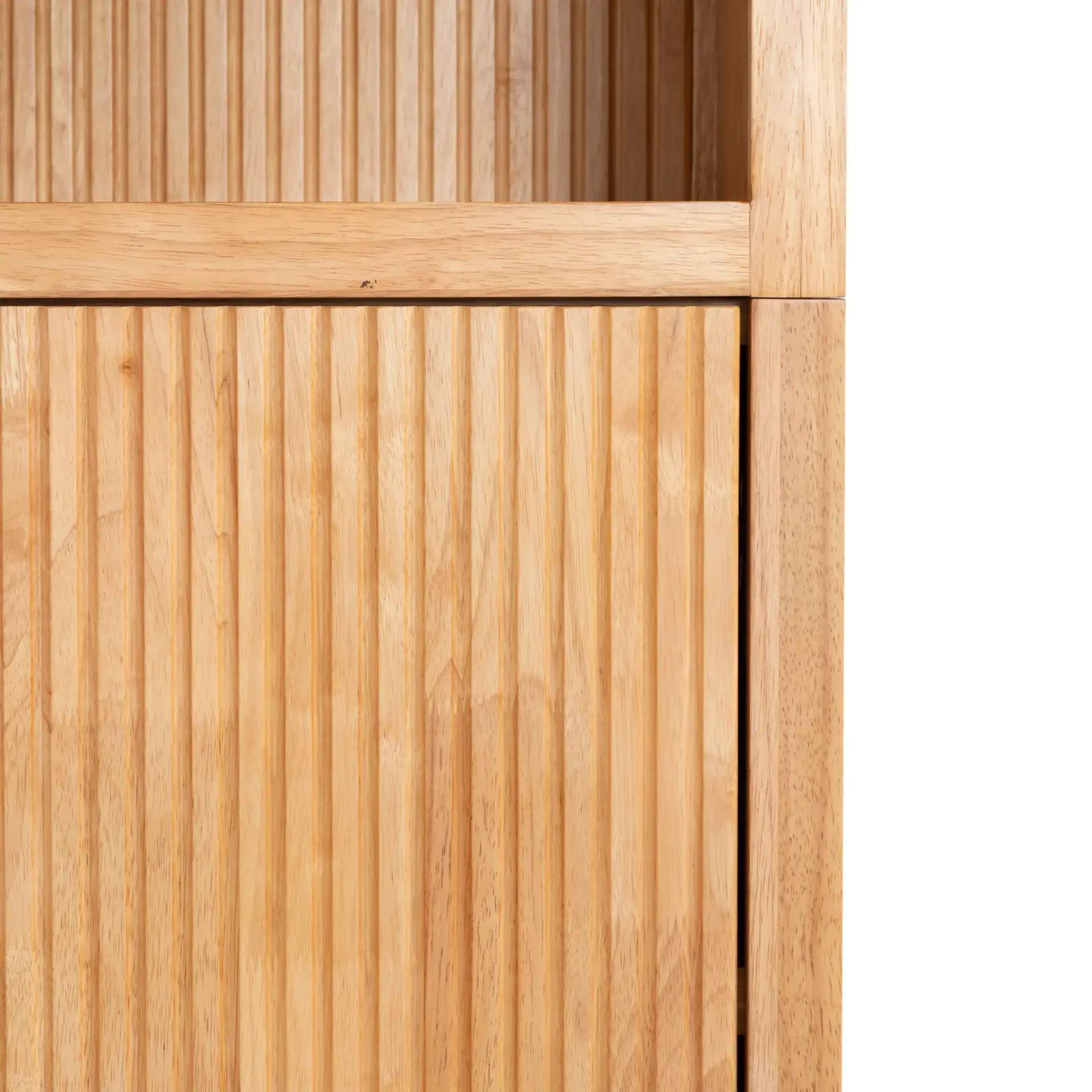 Elladora Ribbed Wood Bookcase in Natural / Black in a styled room