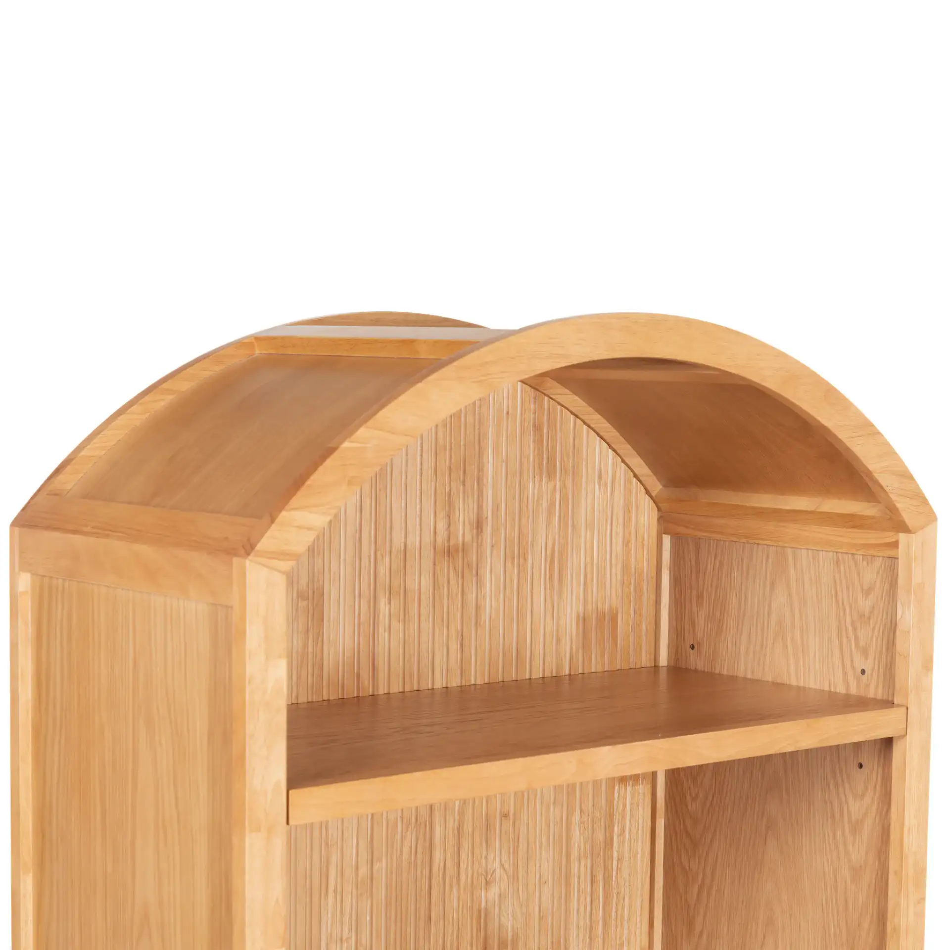 Elladora Ribbed Wood Bookcase in Natural / Black in a styled room