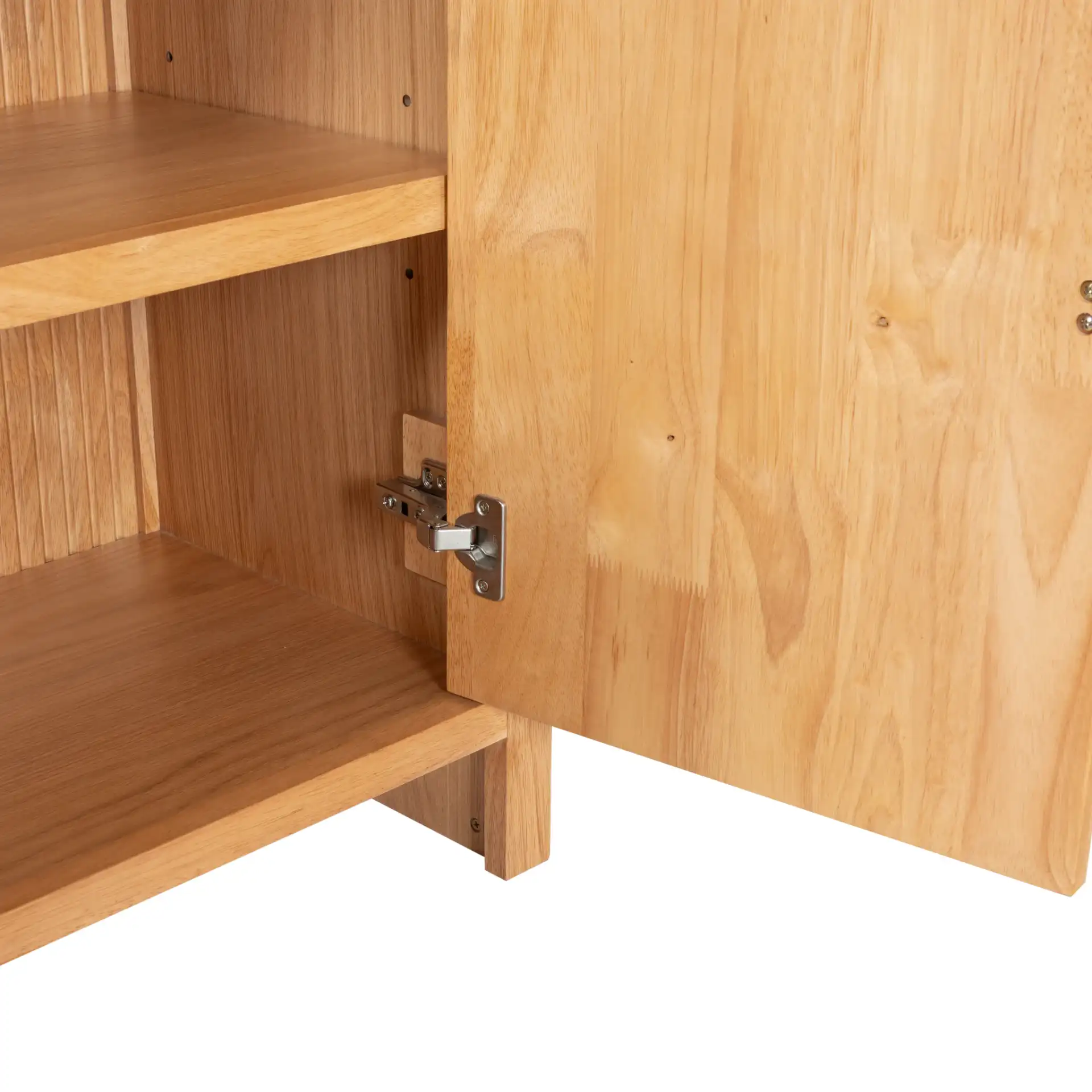 Elladora Ribbed Wood Bookcase in Natural / Black in a styled room