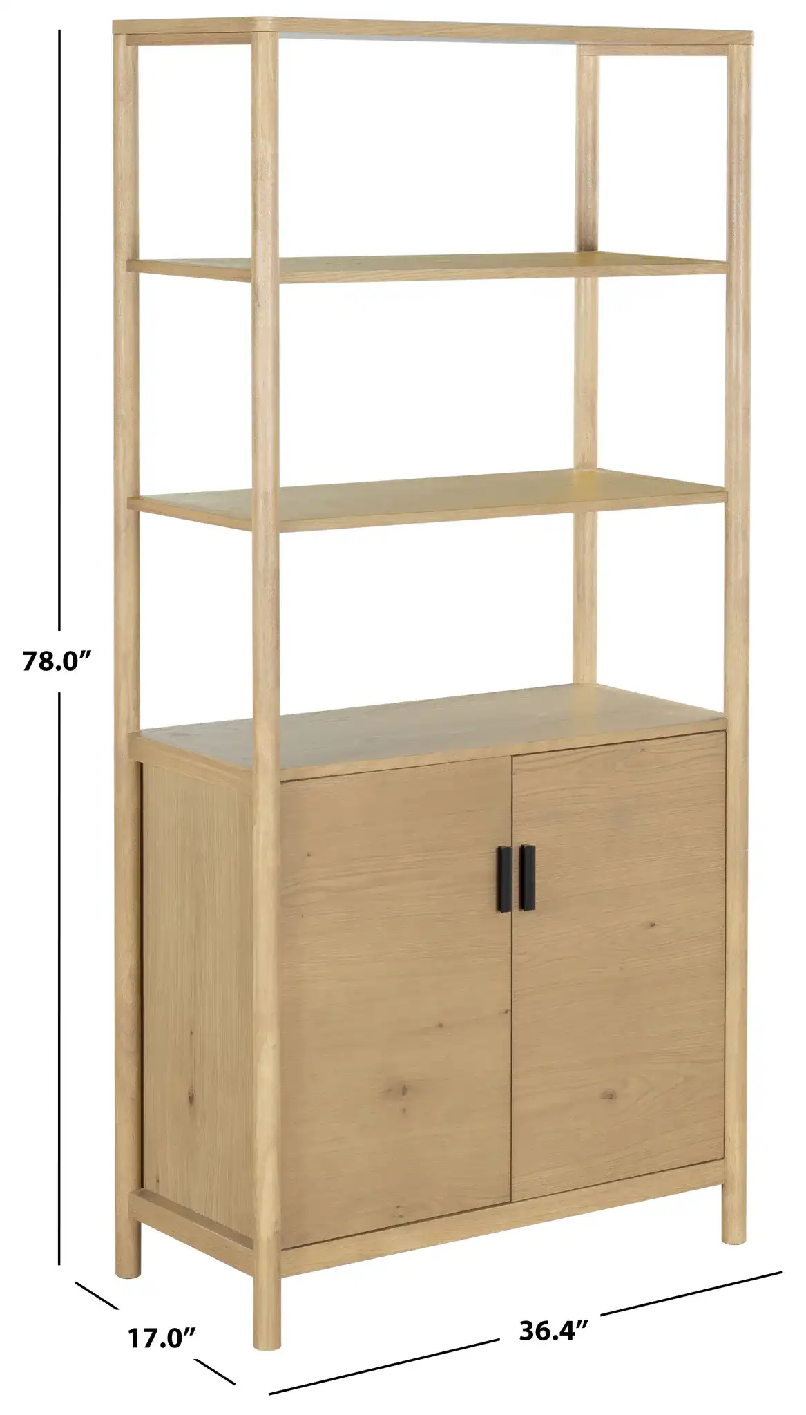 Jaylessa 5 Shelf Wood Bookcase in Natural, detail view
