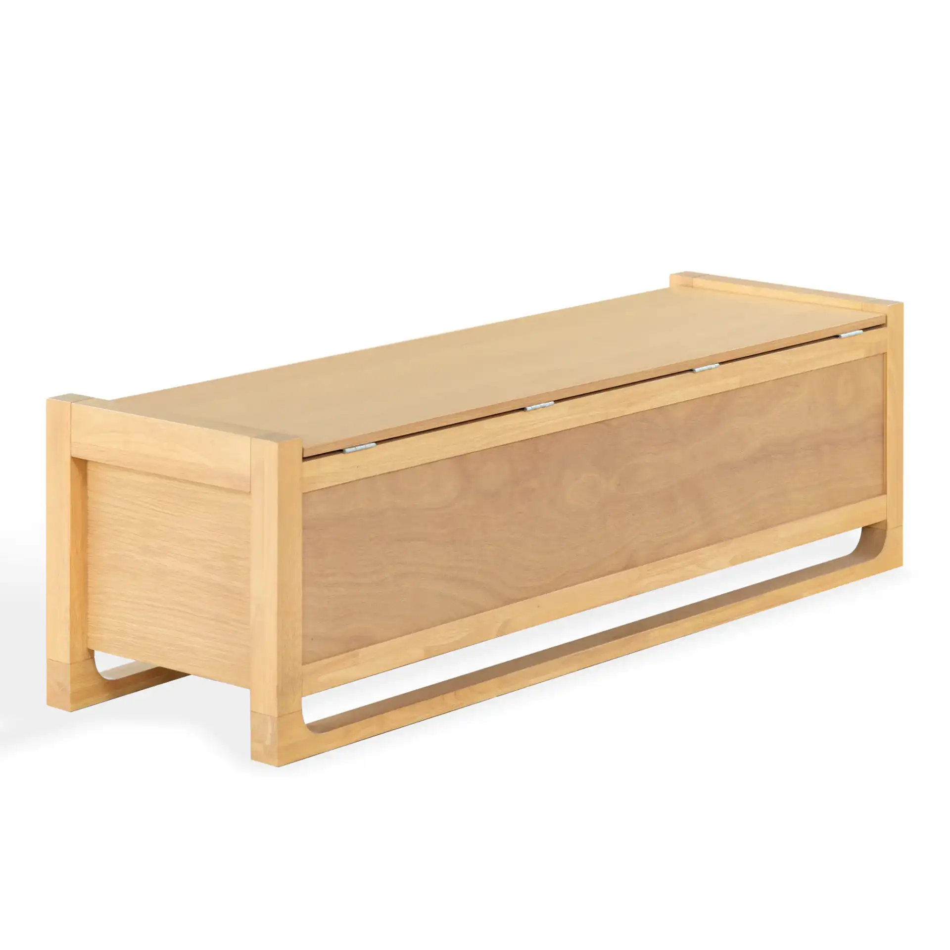 Tyrell Wood Storage Bench in Natural, detail view