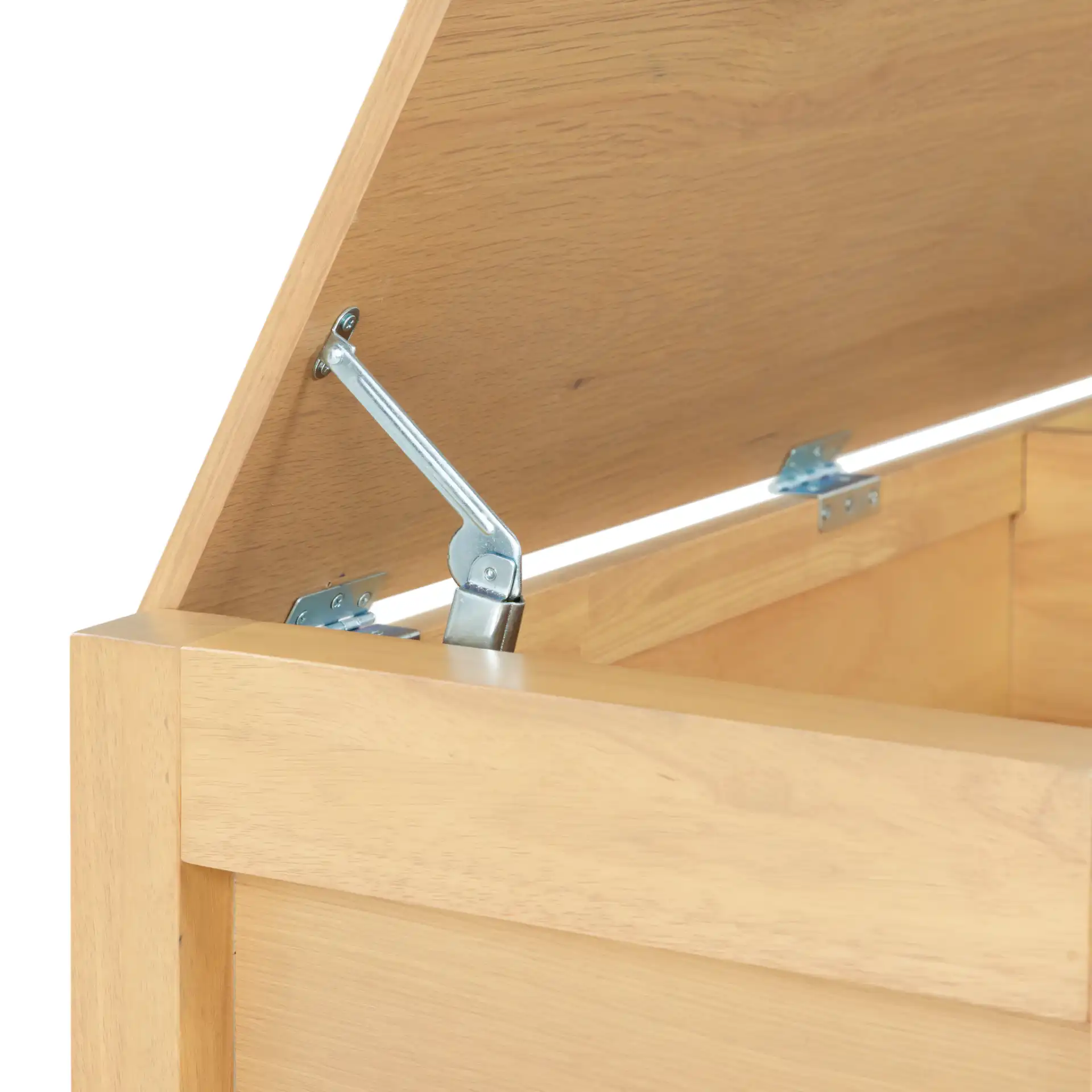 Tyrell Wood Storage Bench in Natural in a styled room
