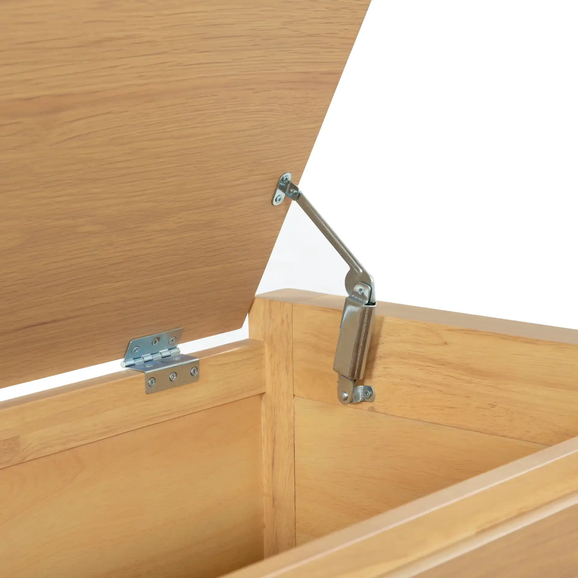 Tyrell Wood Storage Bench in Natural in a styled room