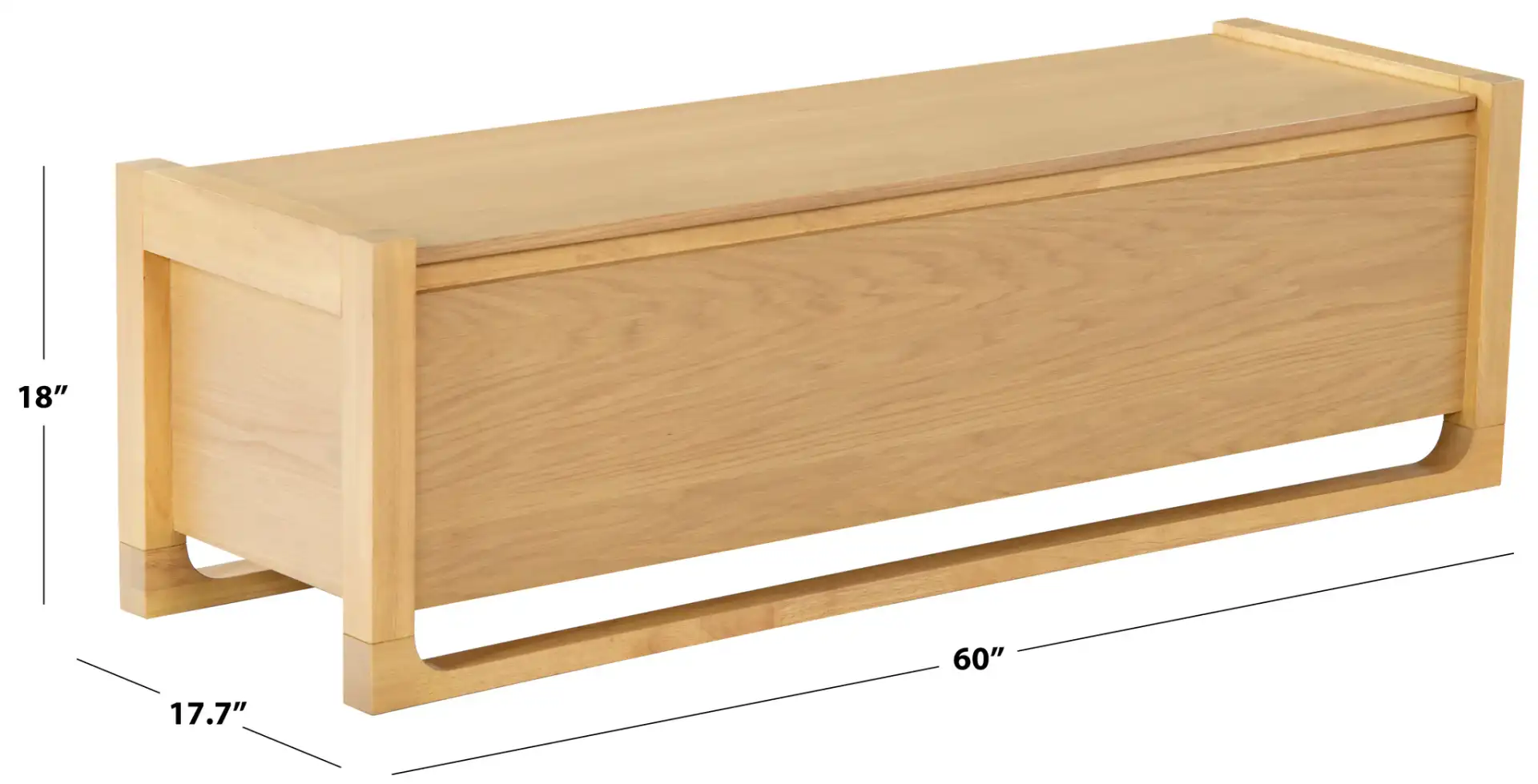 Tyrell Wood Storage Bench in Natural, detail view