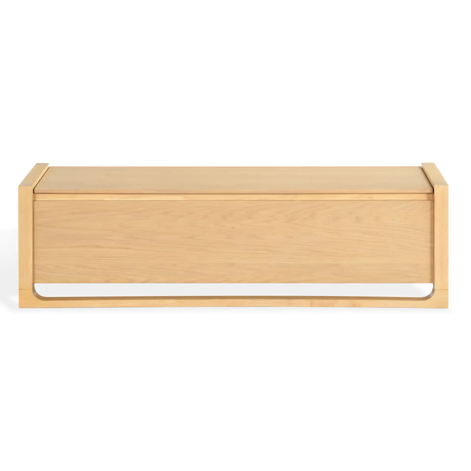 Tyrell Wood Storage Bench in Natural, detail view