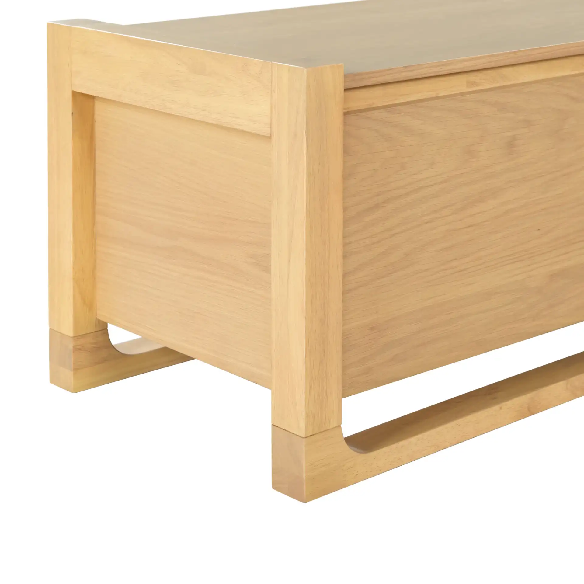 Tyrell Wood Storage Bench in Natural, detail view