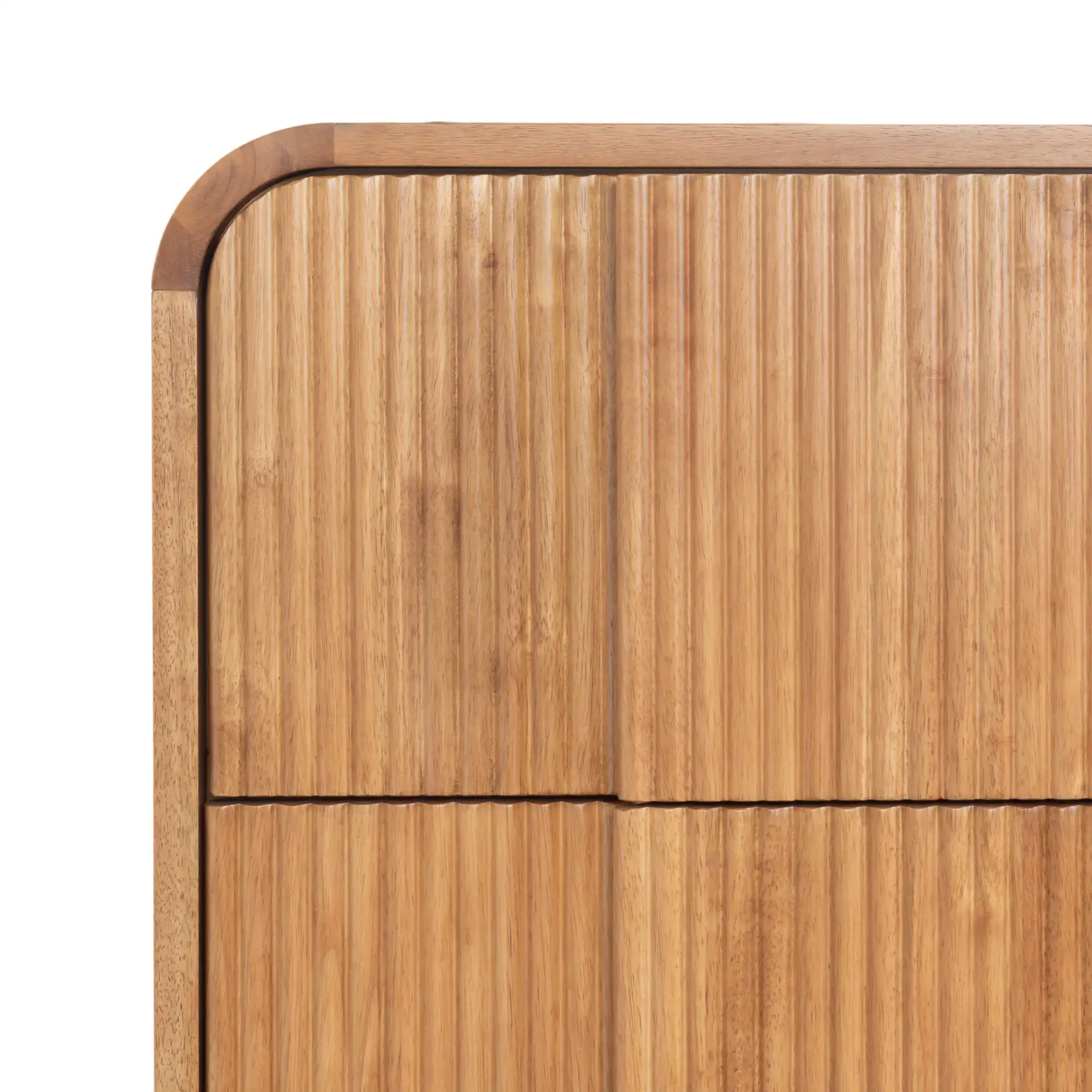 Vitale Reeded Wood Nightstand in Natural in a styled room