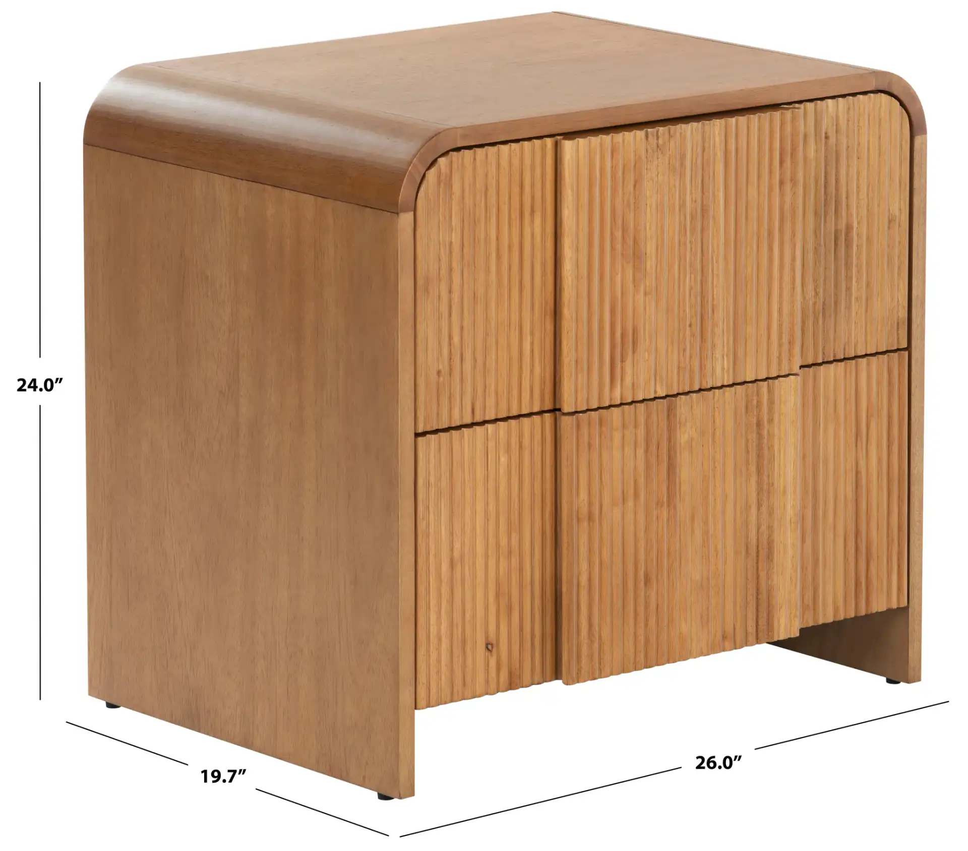 Vitale Reeded Wood Nightstand in Natural, detail view