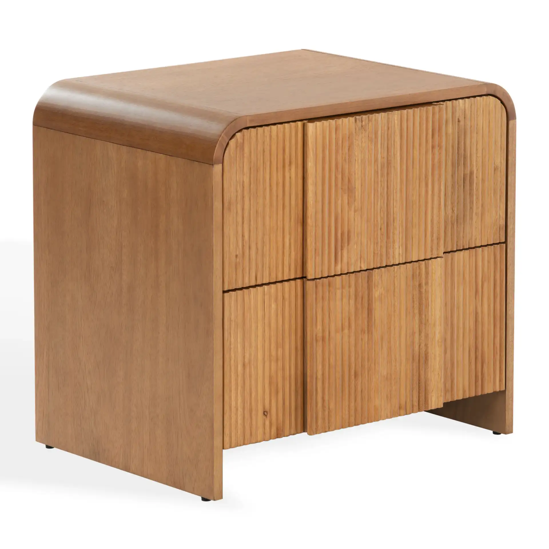 Vitale Reeded Wood Nightstand in Natural, detail view