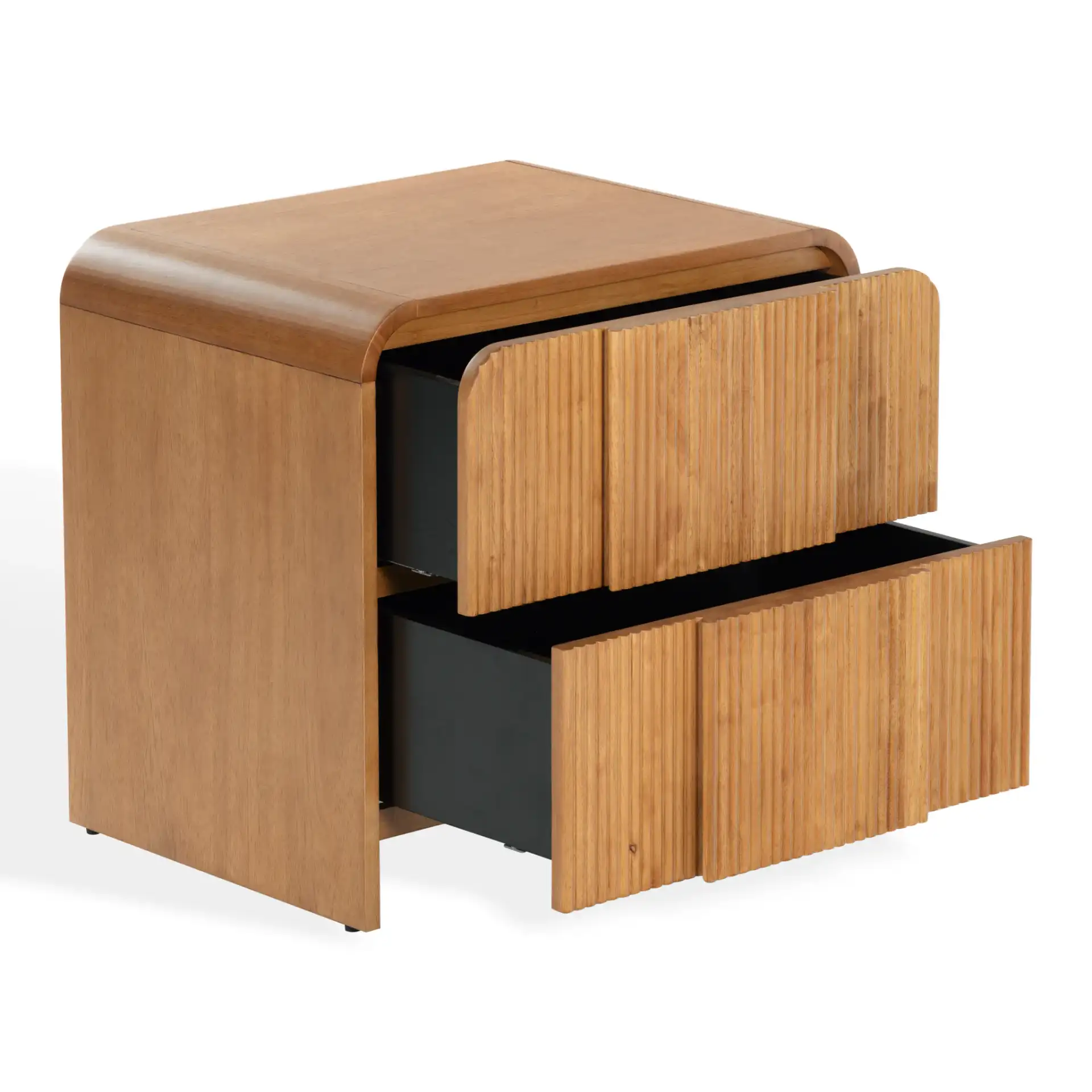 Vitale Reeded Wood Nightstand in Natural, detail view