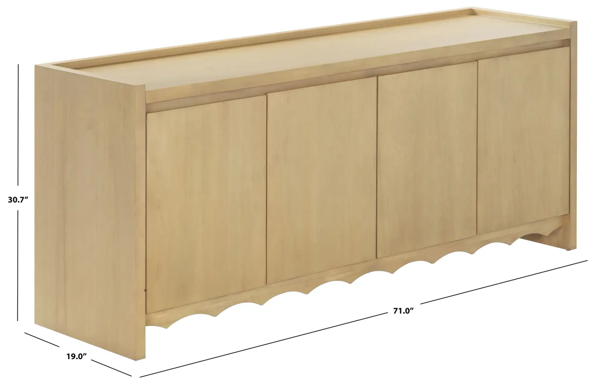 Rhylee Four-Door Wood Sideboard in Natural, detail view