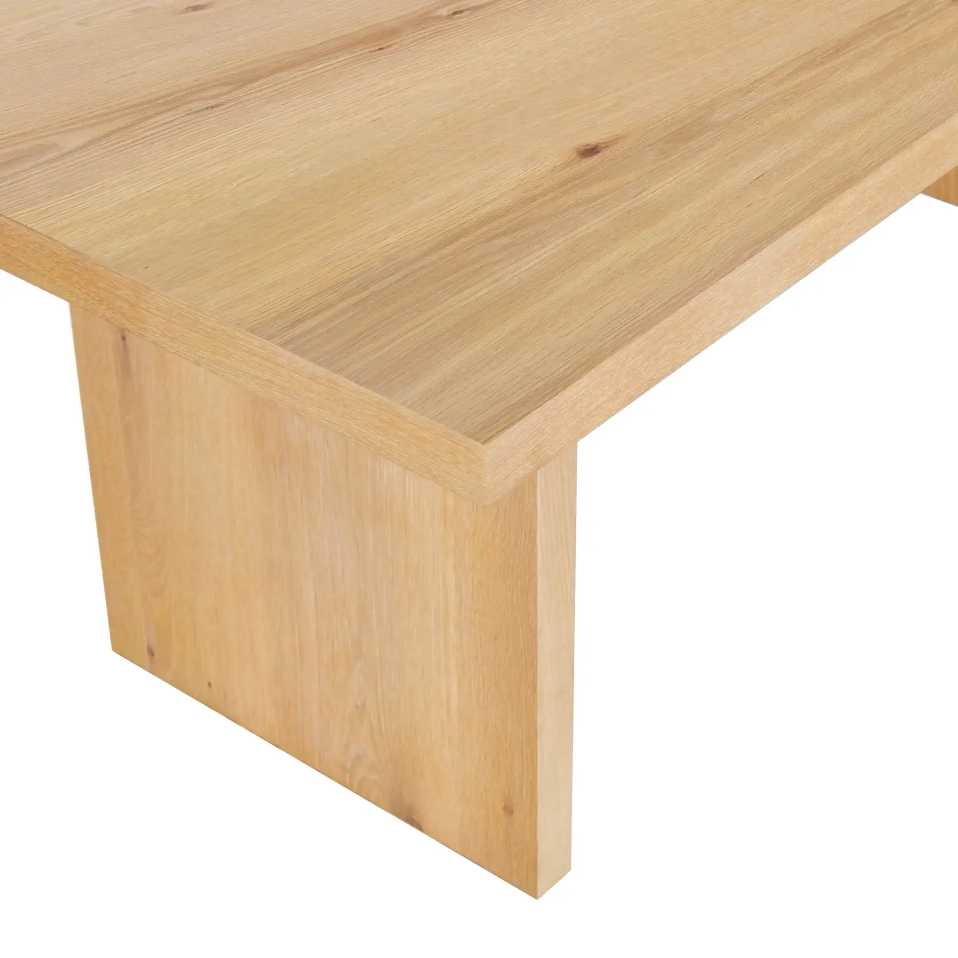 Shelbee Wood Rectangular Dining Table in Natural Cerused Oak in a styled room