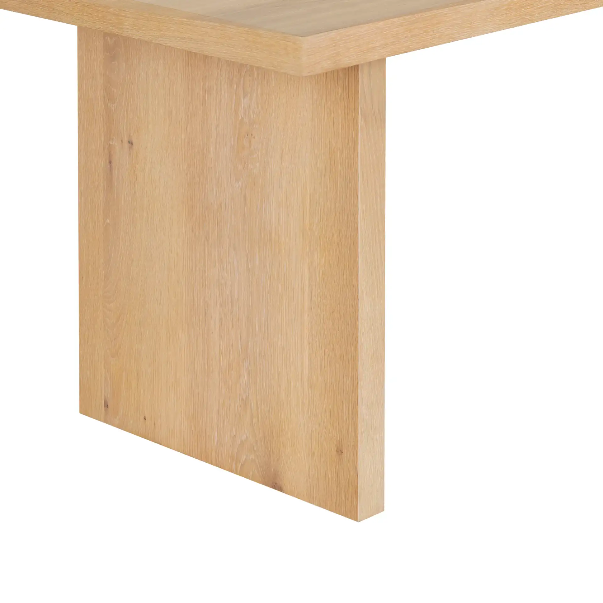 Shelbee Wood Rectangular Dining Table in Natural Cerused Oak, detail view