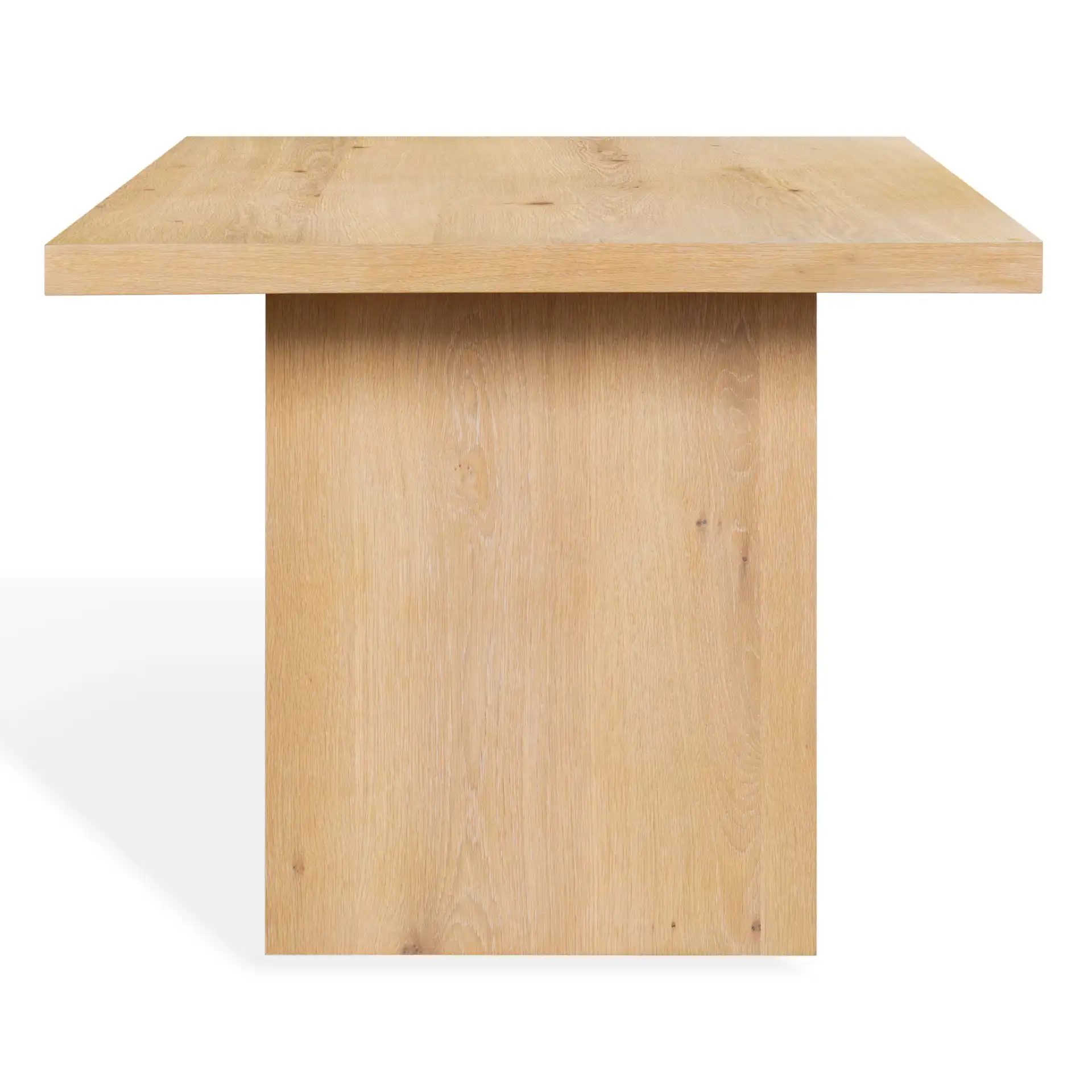 Shelbee Wood Rectangular Dining Table in Natural Cerused Oak, detail view