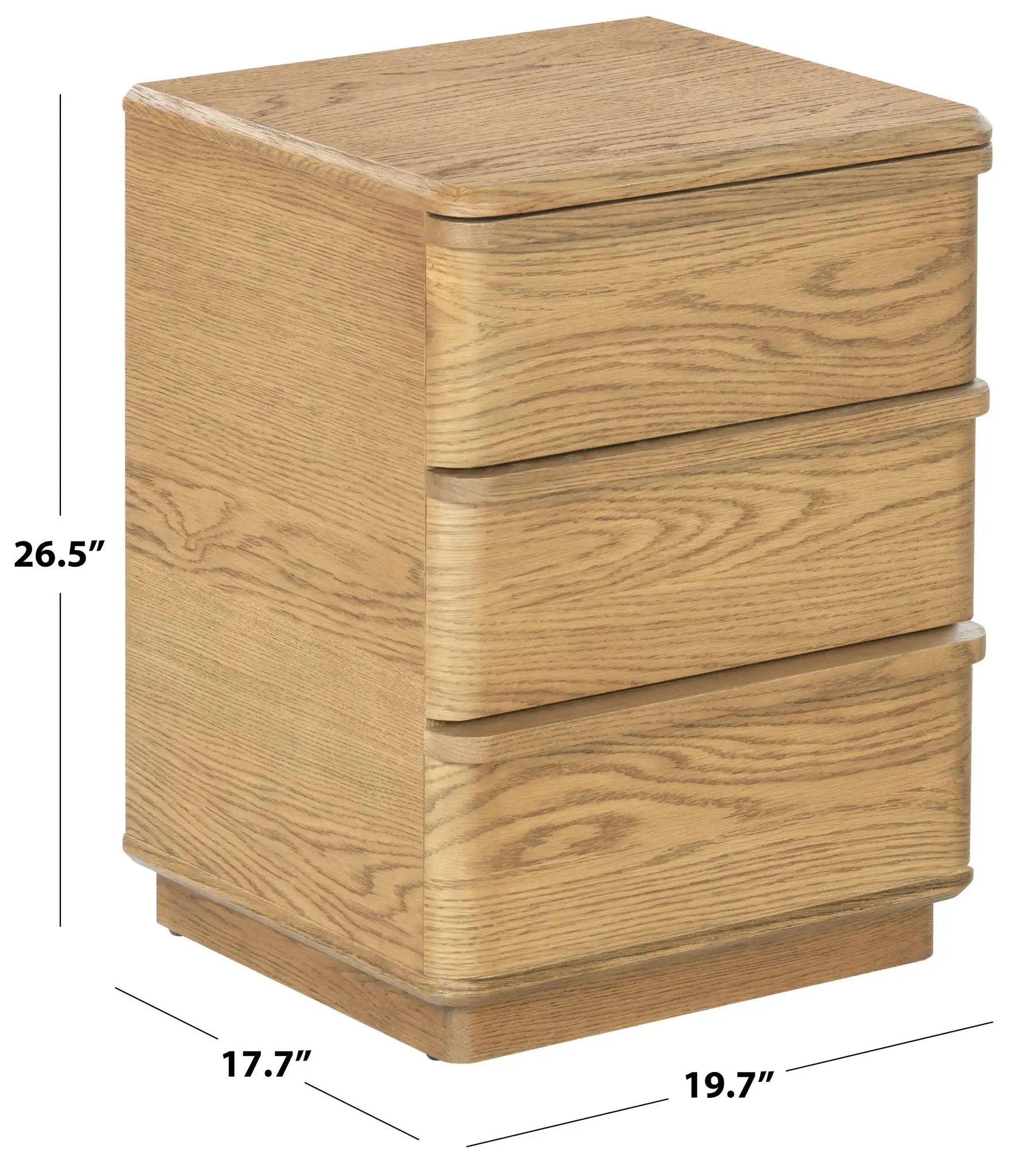 Guillermo Three-Drawer Nightstand in Natural, detail view
