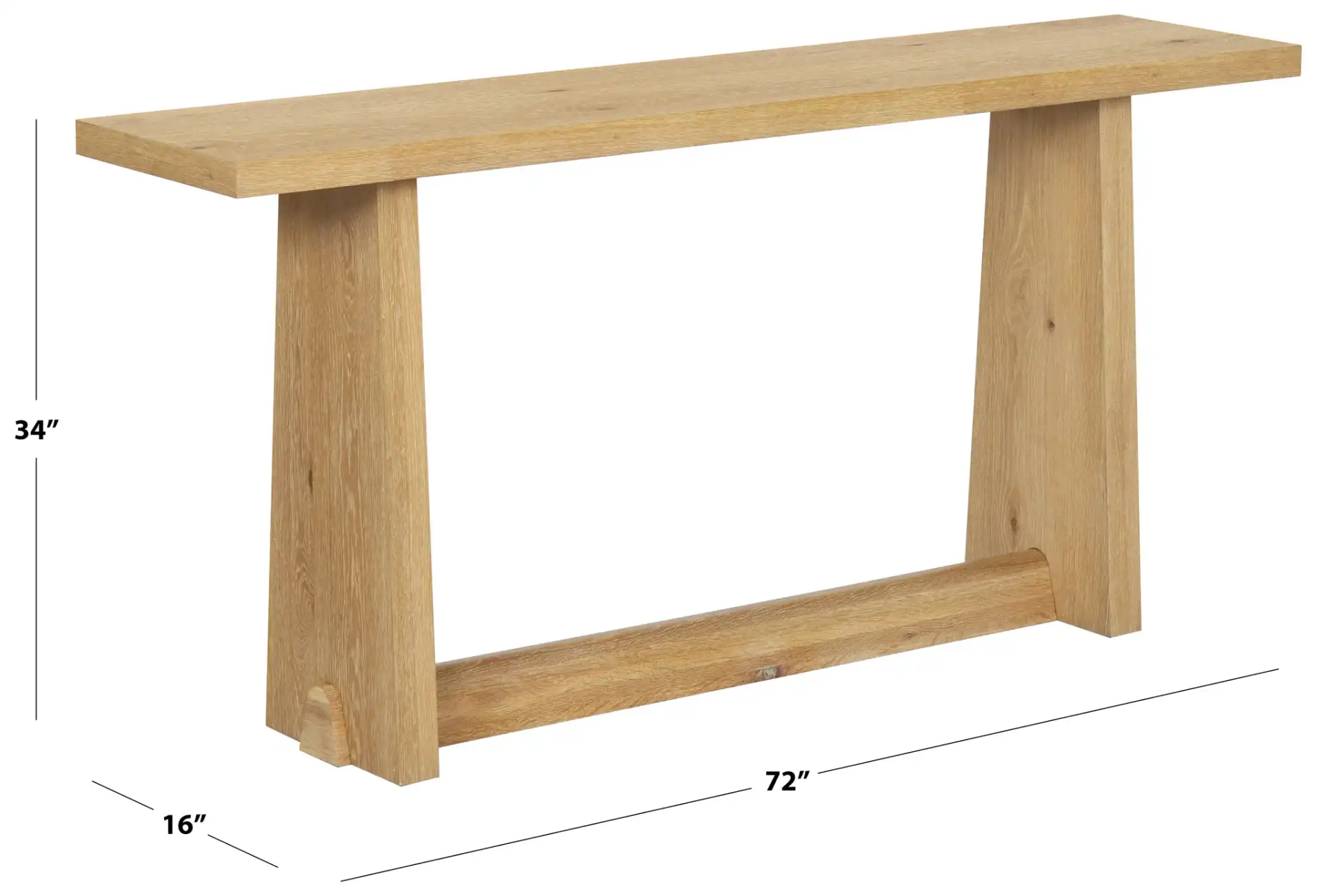 Maliq Wood Console Table in Natural, detail view