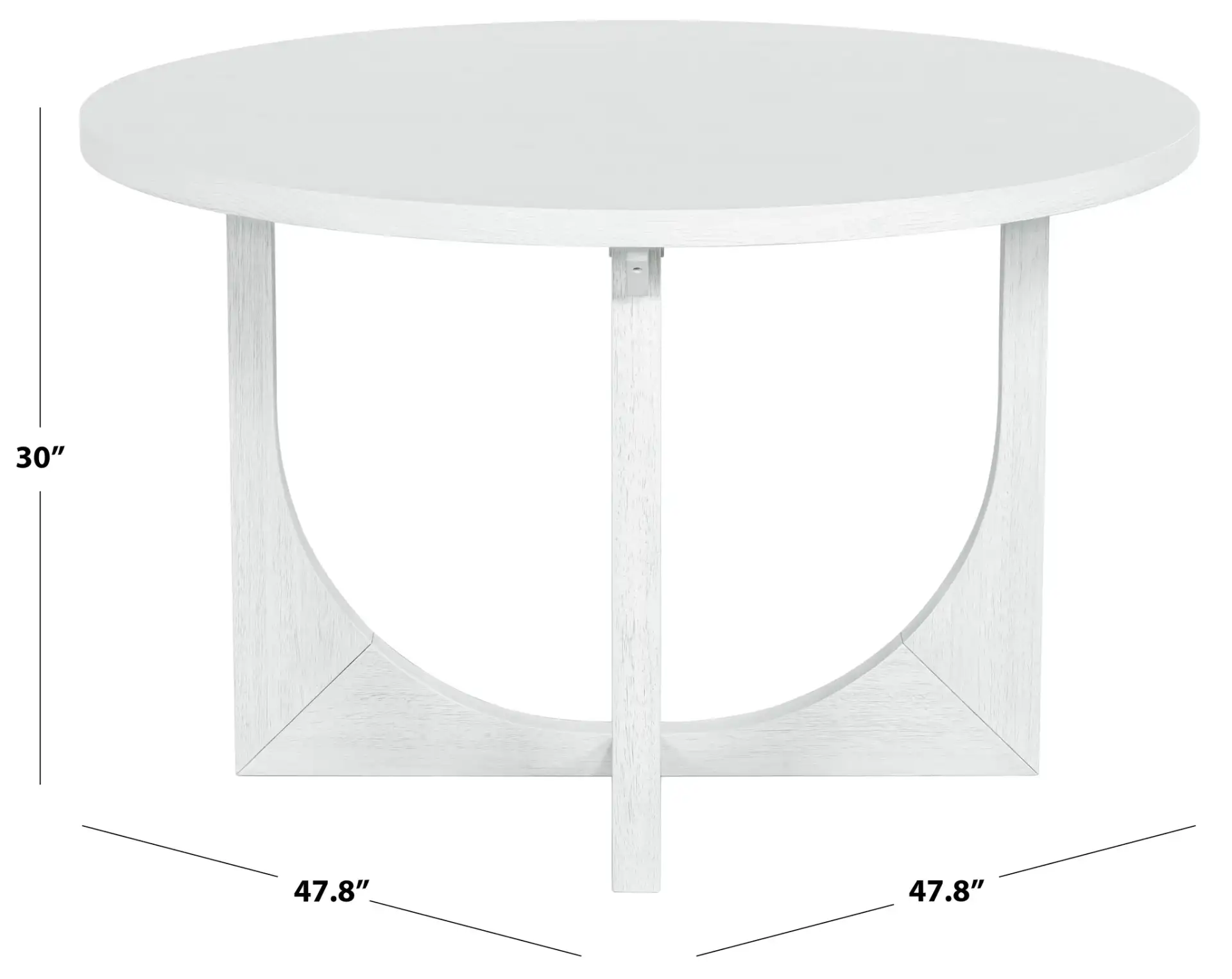 Clarastella Round Wood Dining Table in White, detail view