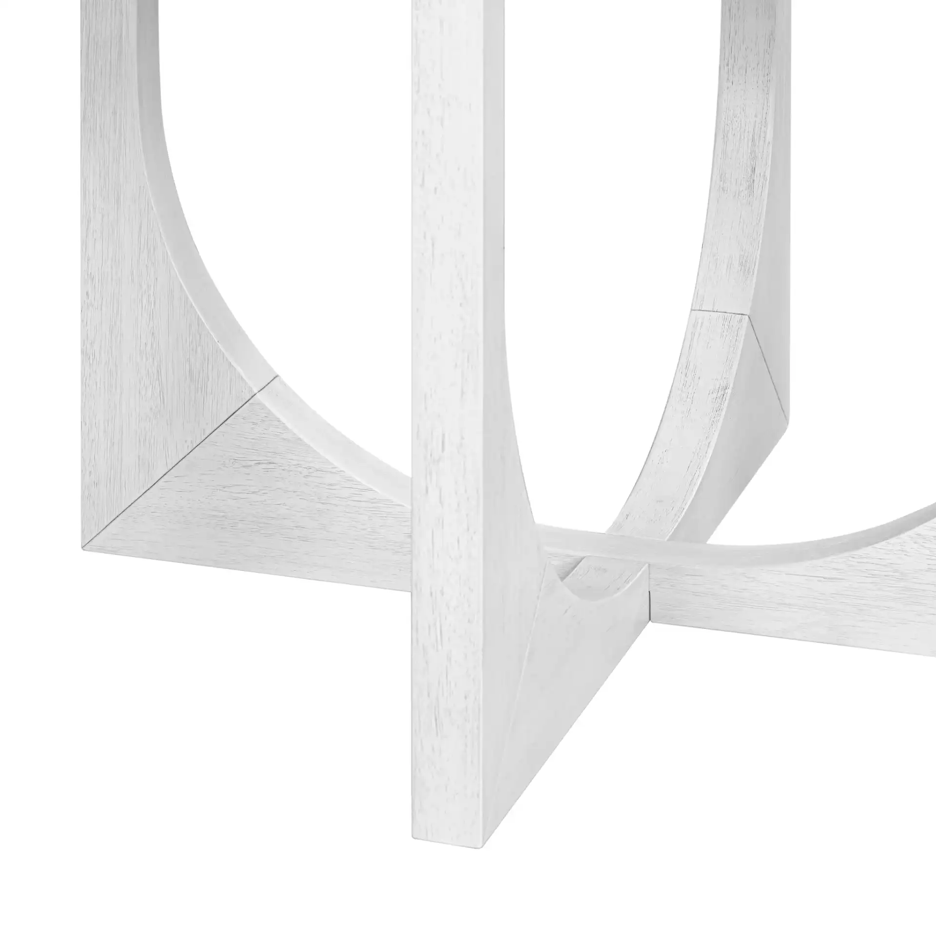 Clarastella Round Wood Dining Table in White, detail view