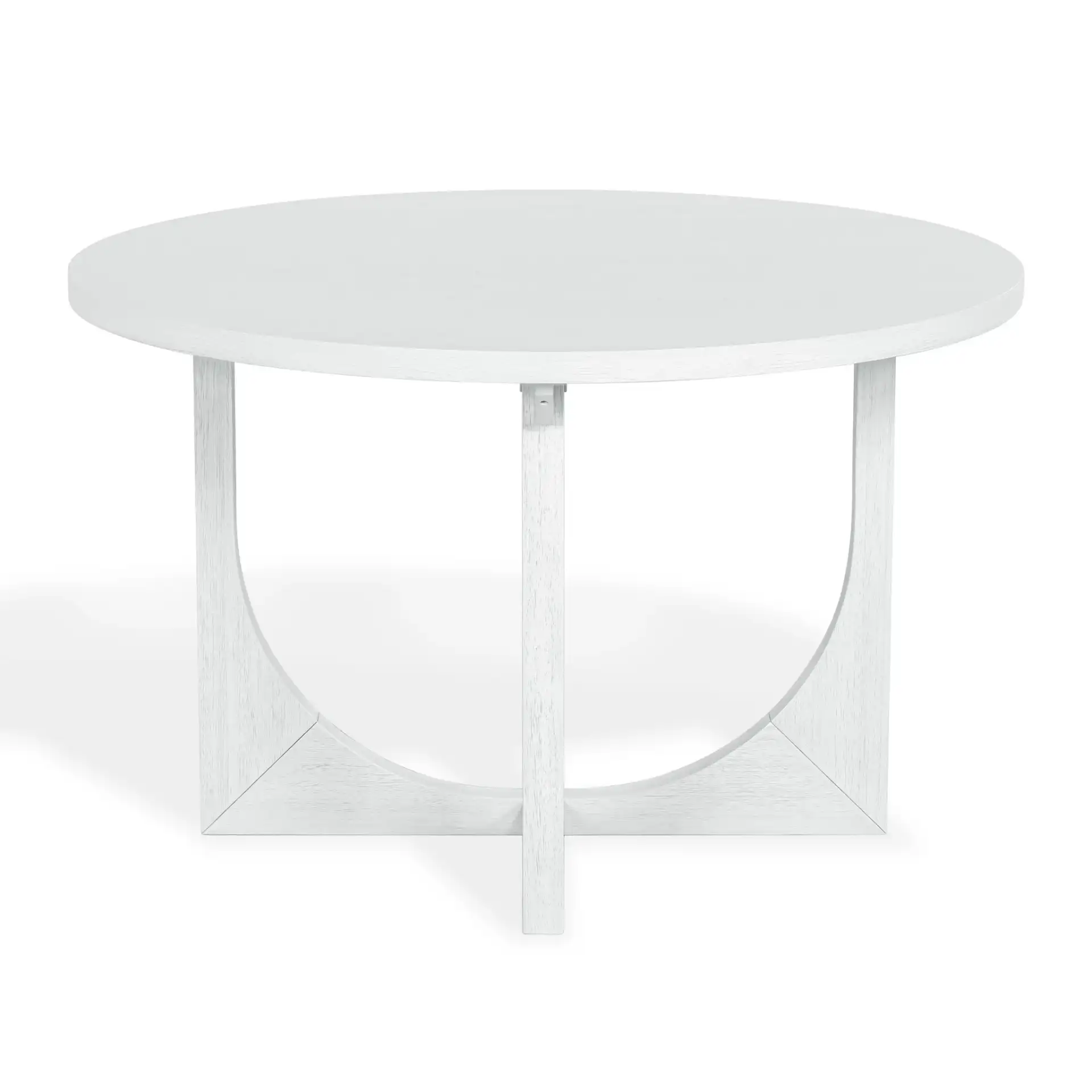 Clarastella Round Wood Dining Table in White, detail view