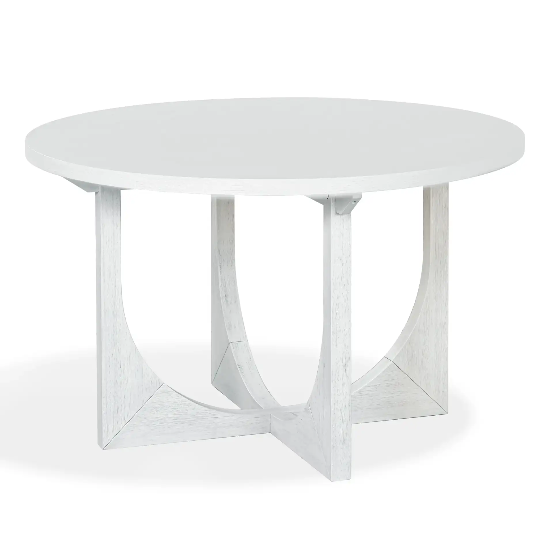 Clarastella Round Wood Dining Table in White, detail view