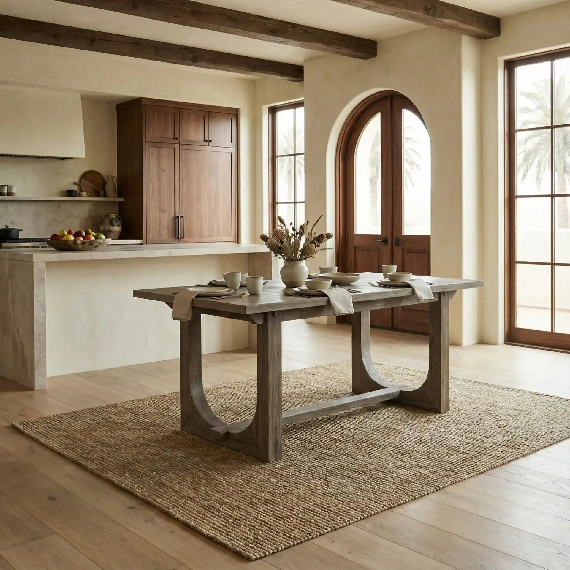 Doriella Extend Dining Table in Walnut in a styled room