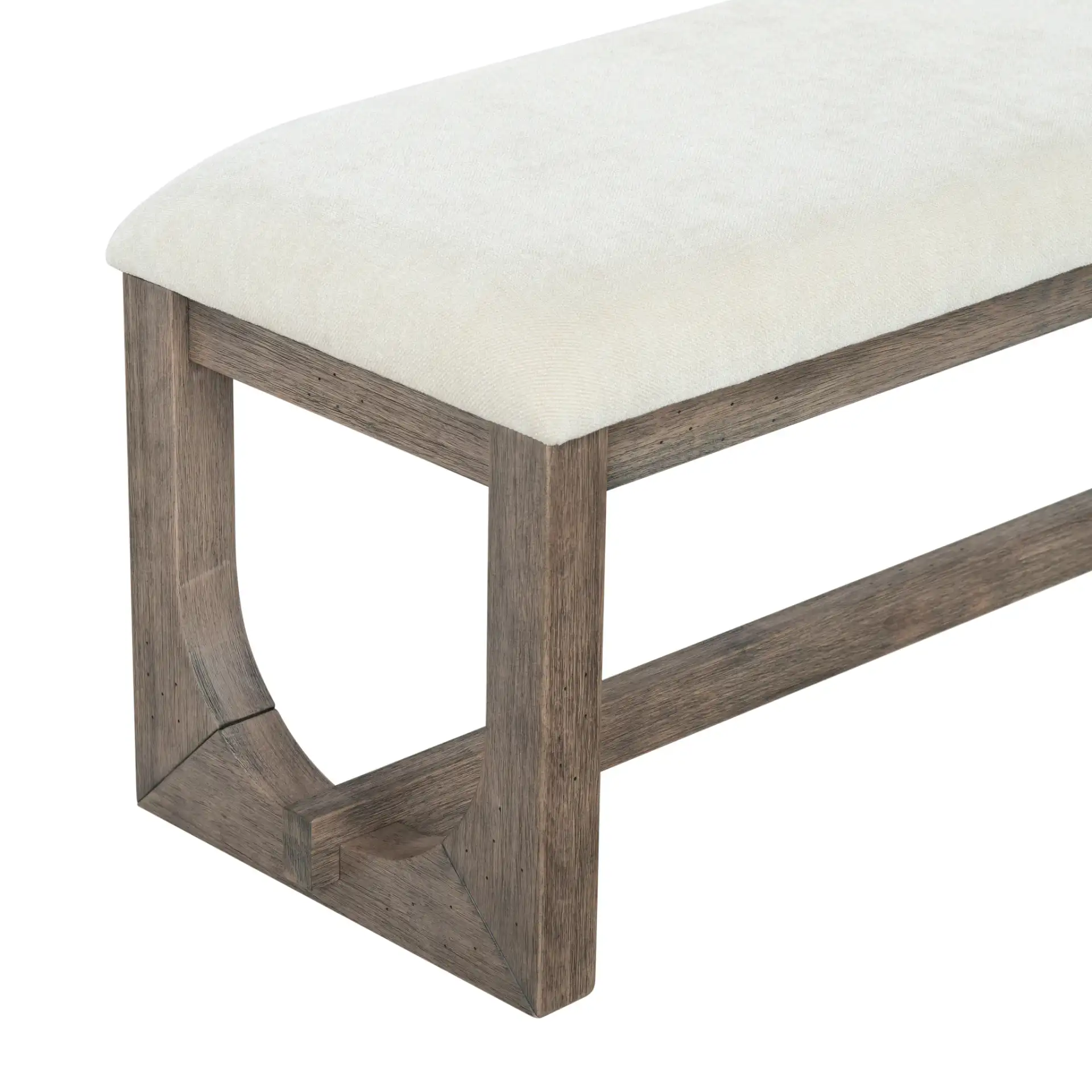 Doriella Wood Bench in Walnut / Beige in a styled room