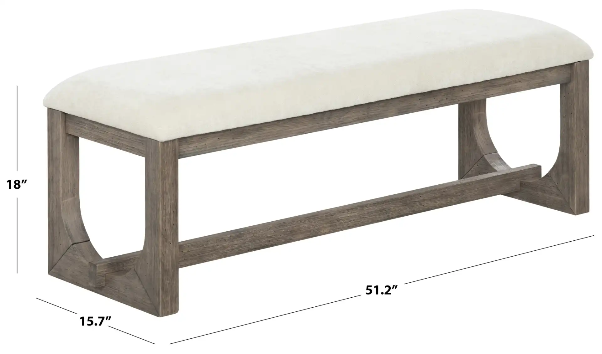Doriella Wood Bench in Walnut / Beige, detail view