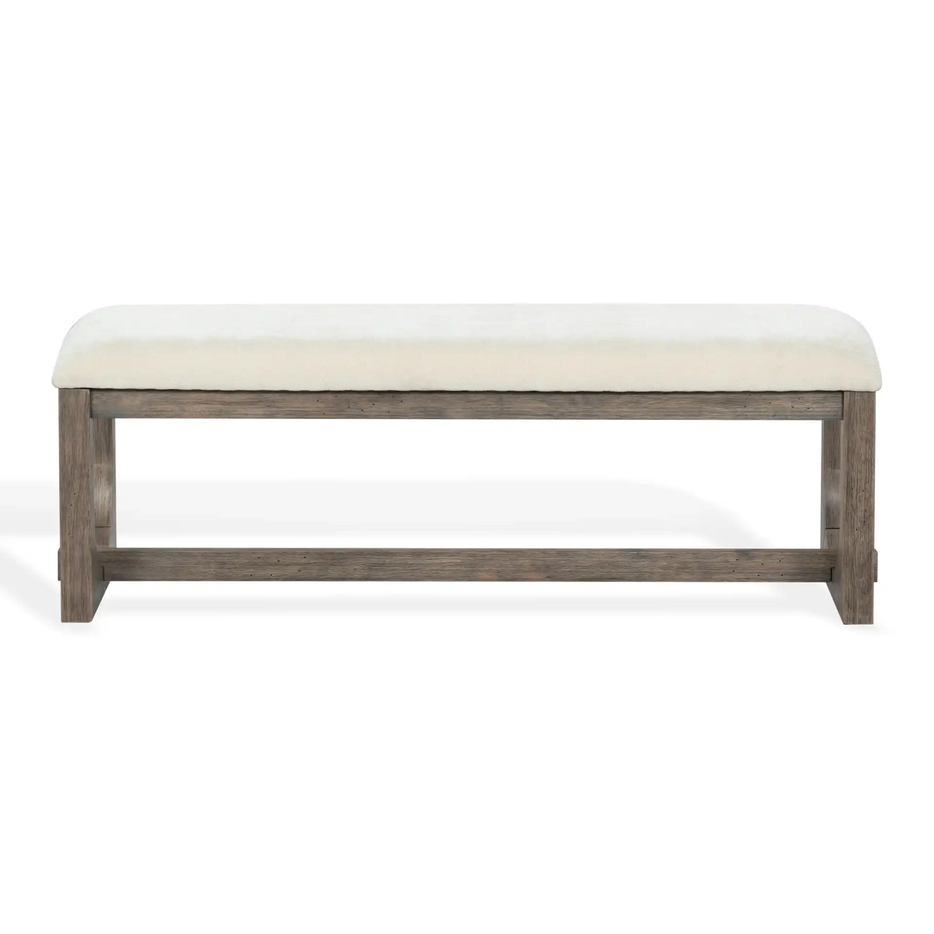 Doriella Wood Bench in Walnut / Beige, detail view