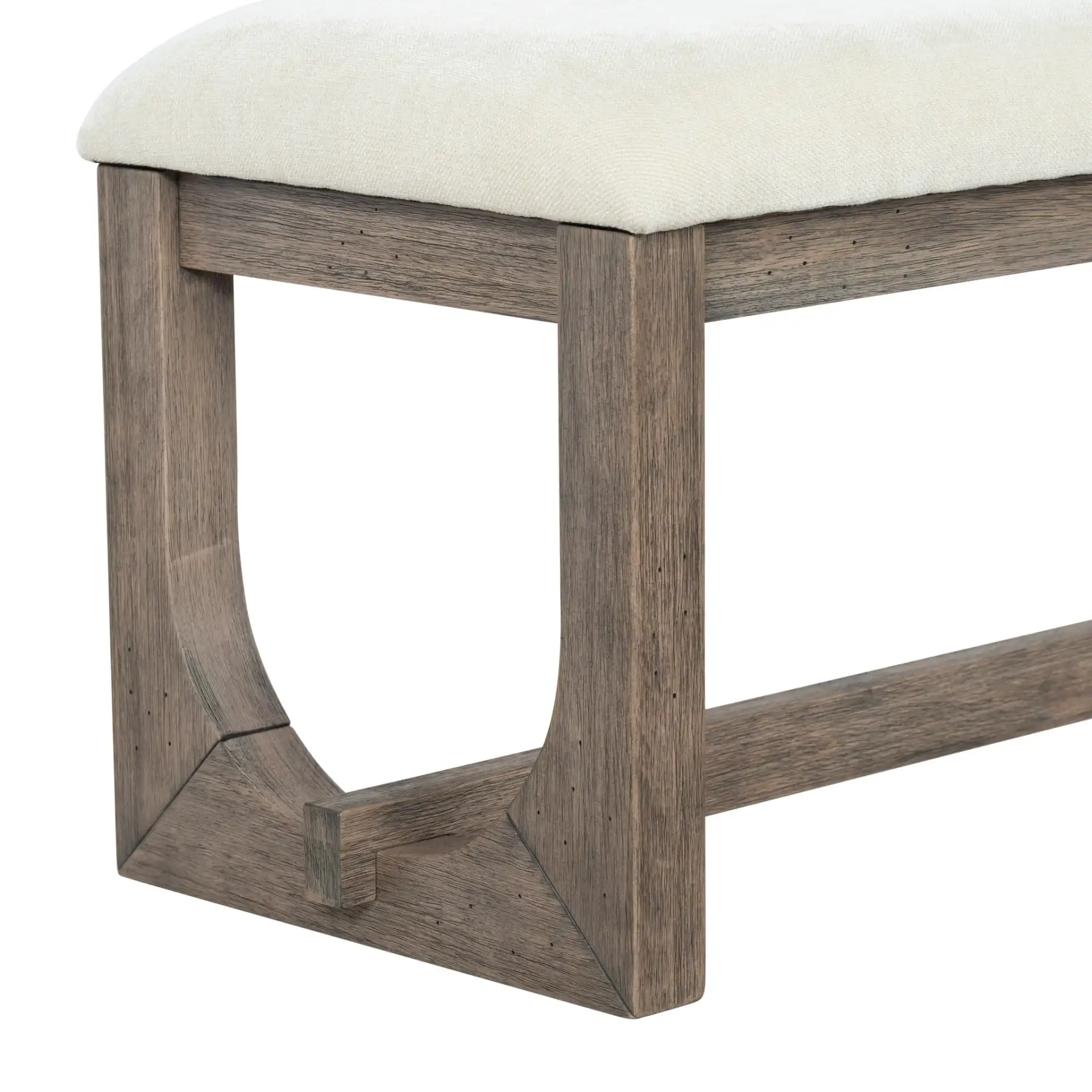 Doriella Wood Bench in Walnut / Beige, detail view