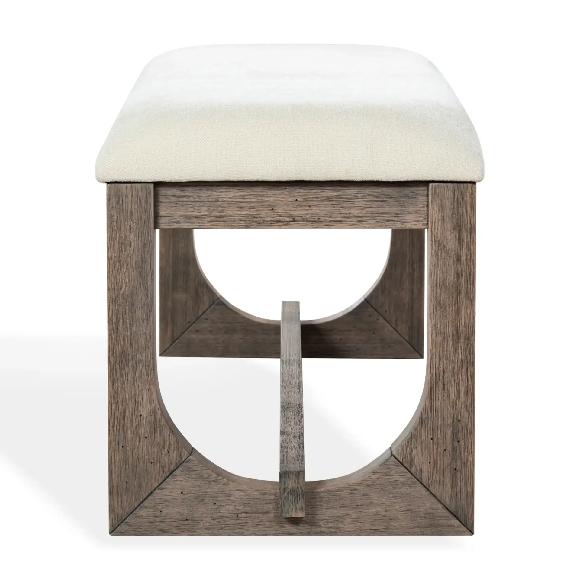 Doriella Wood Bench in Walnut / Beige, detail view