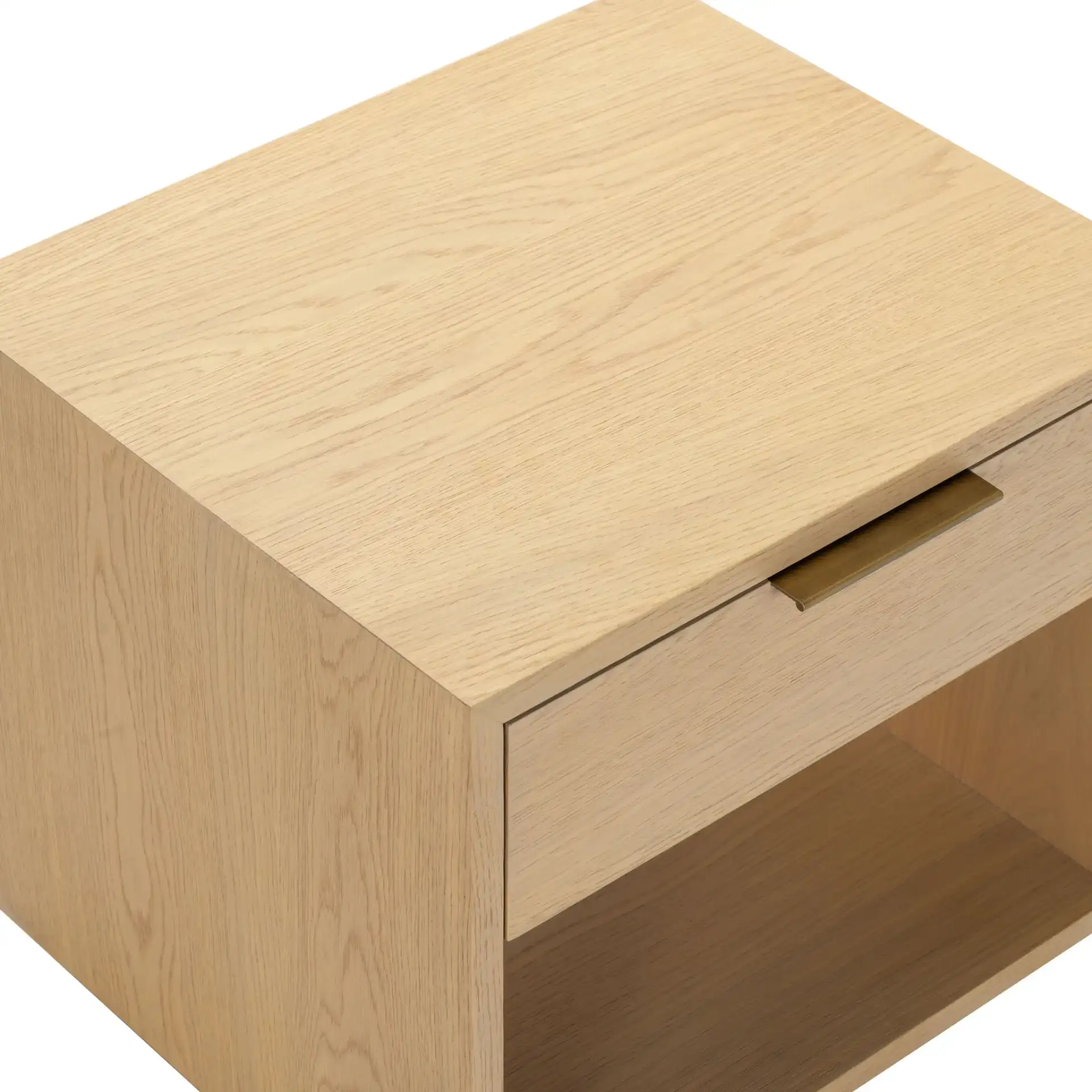 Gabribecca One-Drawer Nightstand in Greige Oak in a styled room