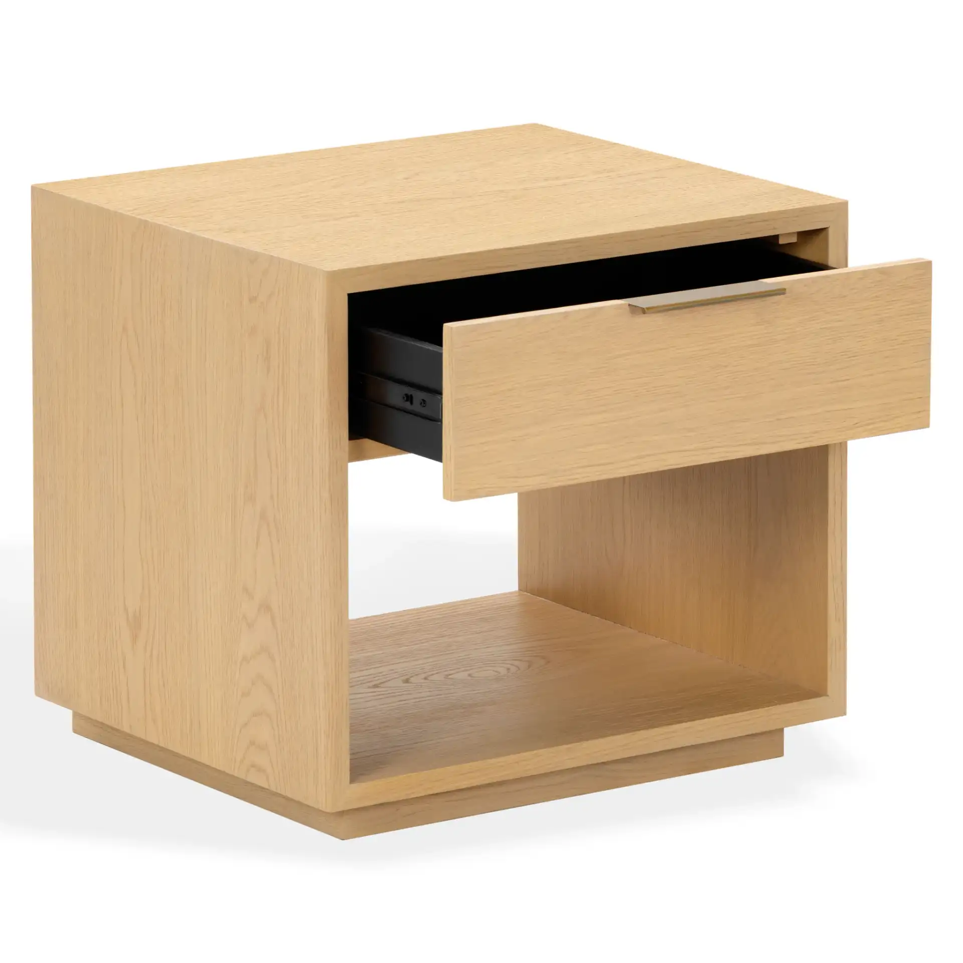 Gabribecca One-Drawer Nightstand in Greige Oak, detail view