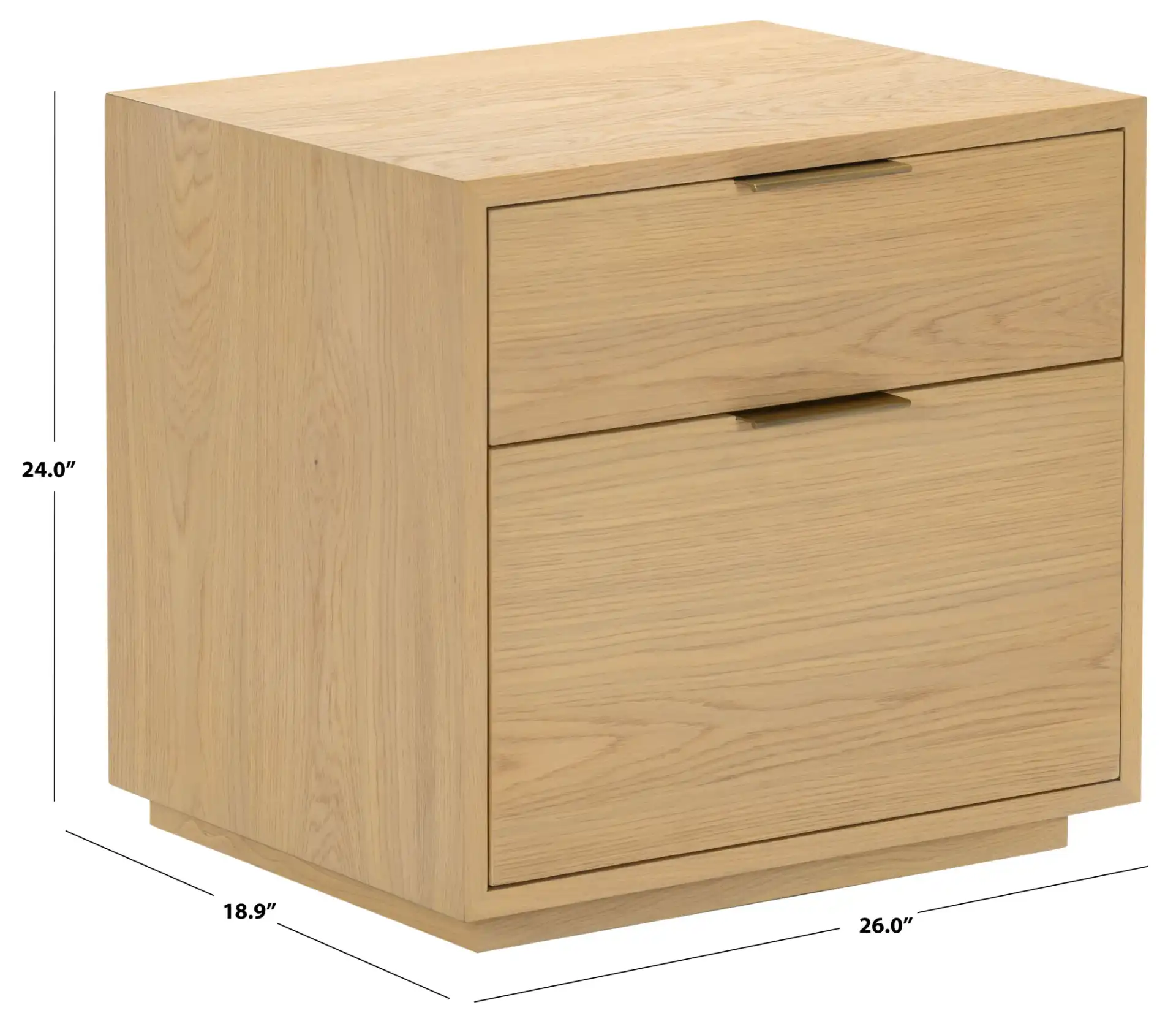 Gabribecca Two-Drawer Nightstand in Greige Oak, detail view