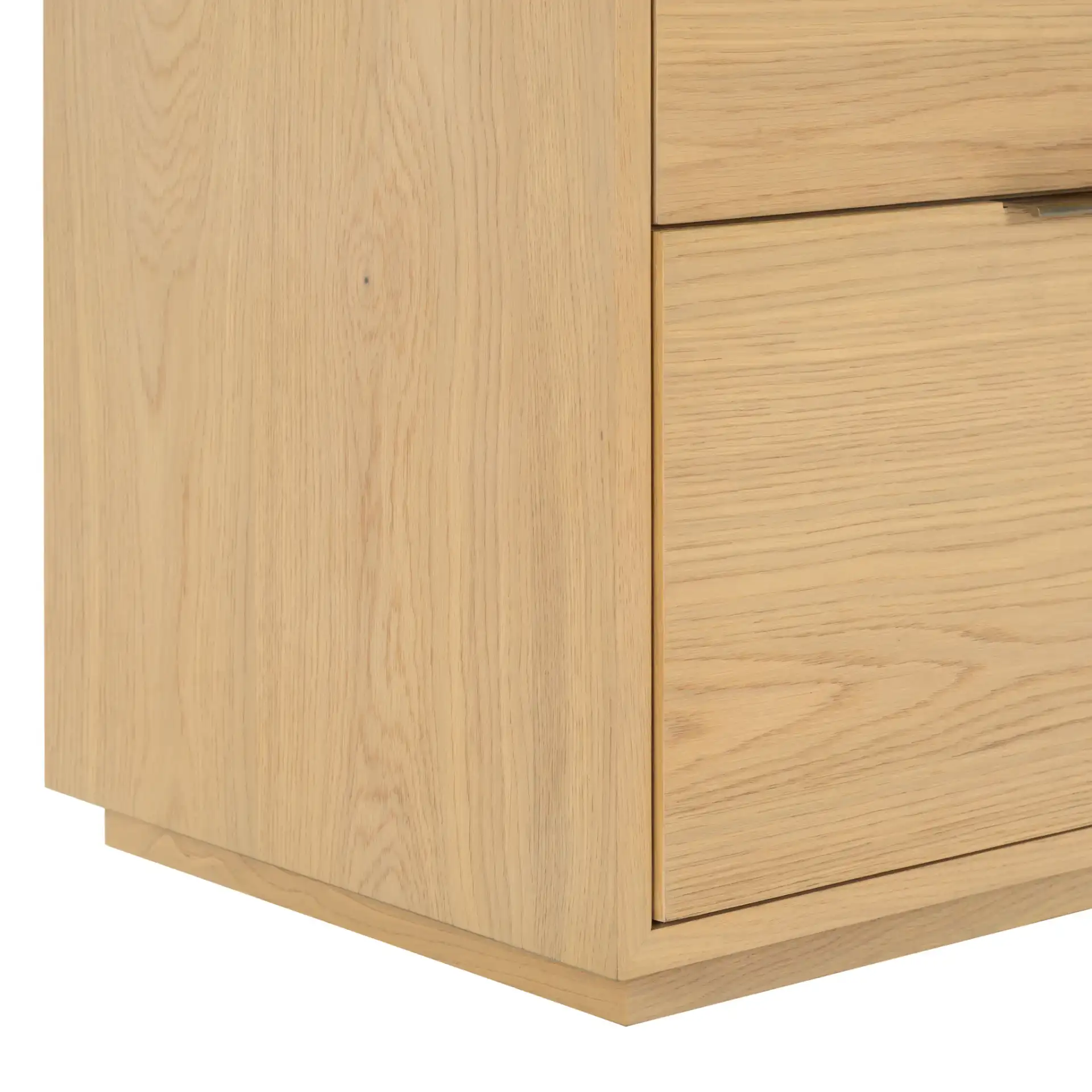 Gabribecca Two-Drawer Nightstand in Greige Oak, detail view